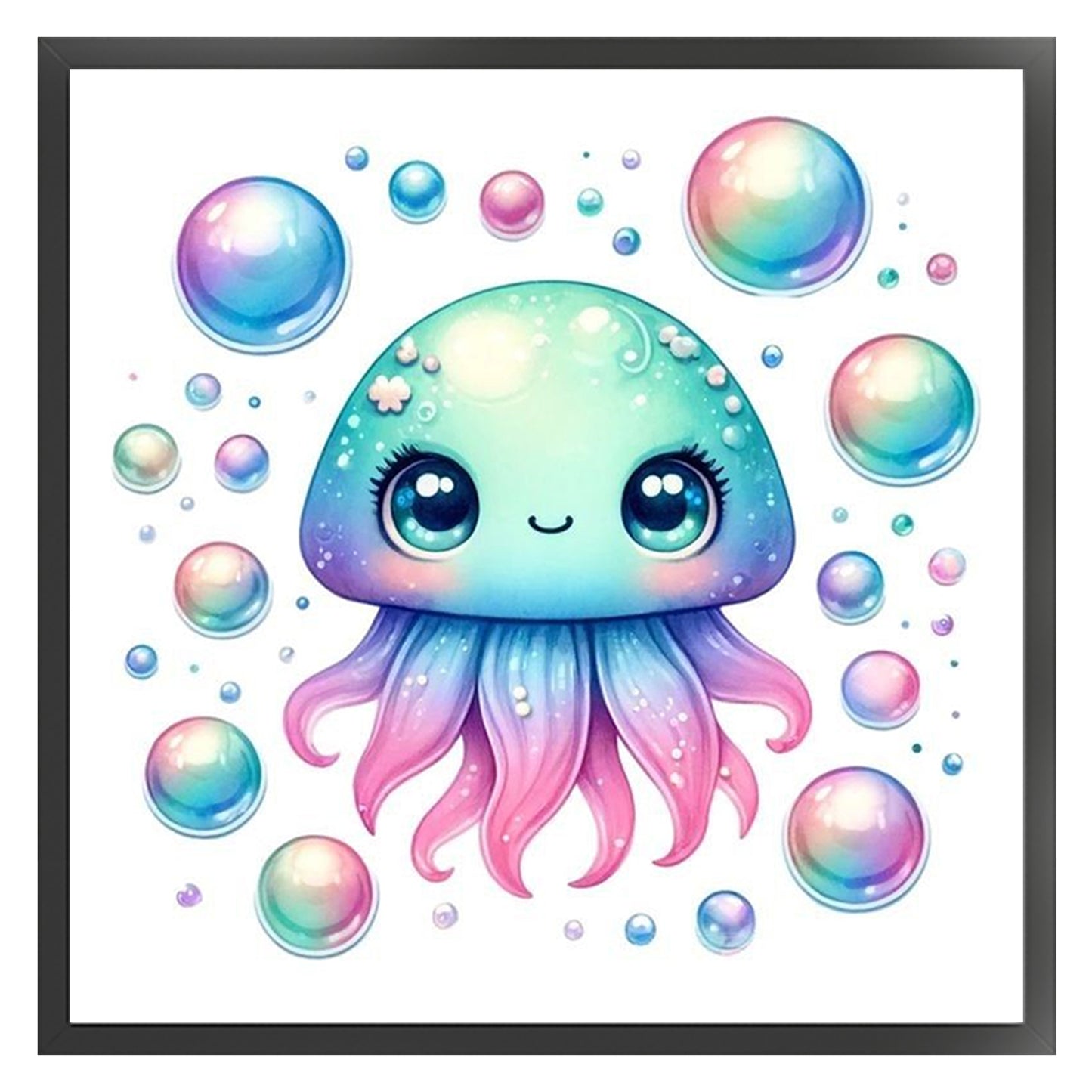 Sweet Jellyfish - Full 18CT Stamped Cross Stitch 20x20CM - Huacan