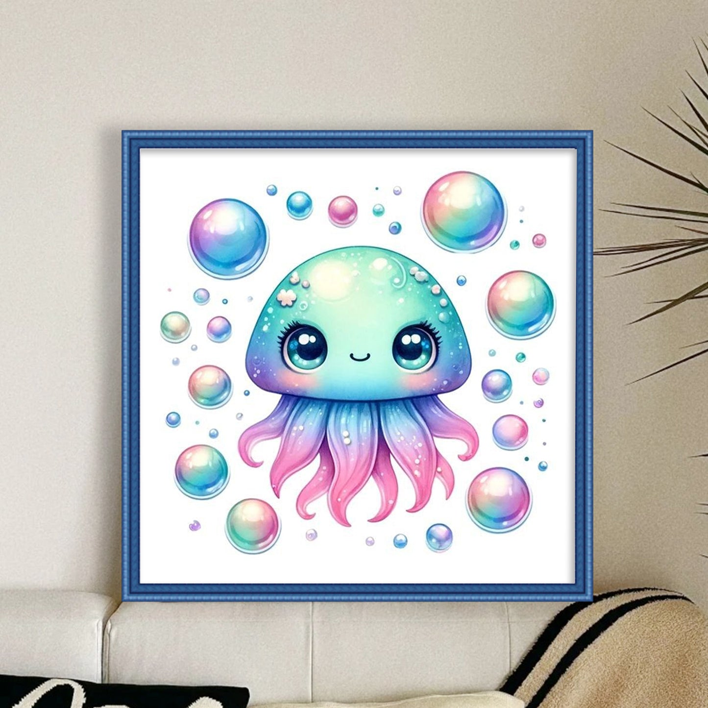 Sweet Jellyfish - Full 18CT Stamped Cross Stitch 20x20CM - Huacan