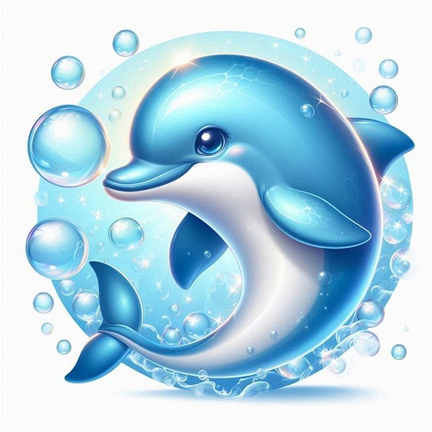 Charming Dolphin - Full 18CT Stamped Cross Stitch 20x20CM - Huacan