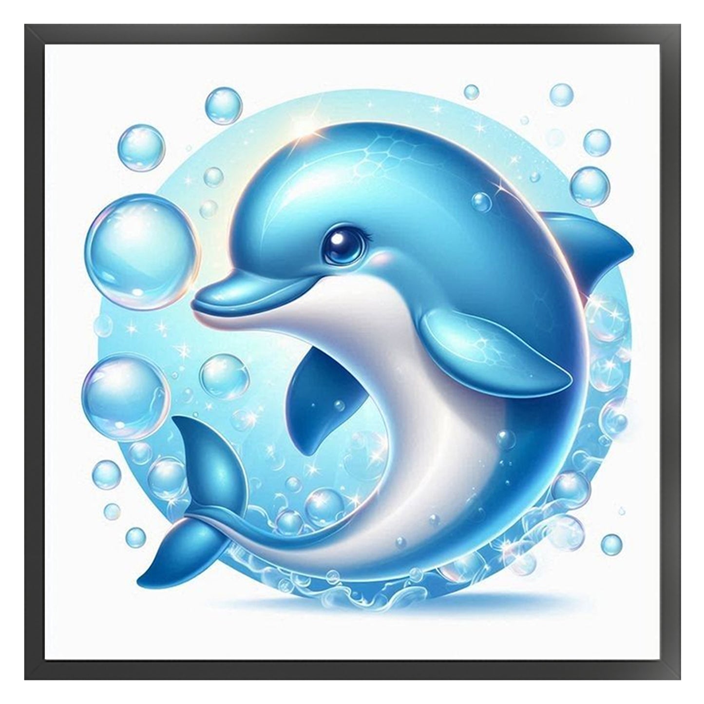 Charming Dolphin - Full 18CT Stamped Cross Stitch 20x20CM - Huacan
