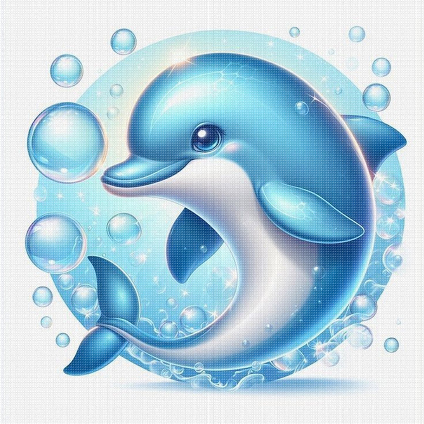 Charming Dolphin - Full 18CT Stamped Cross Stitch 20x20CM - Huacan