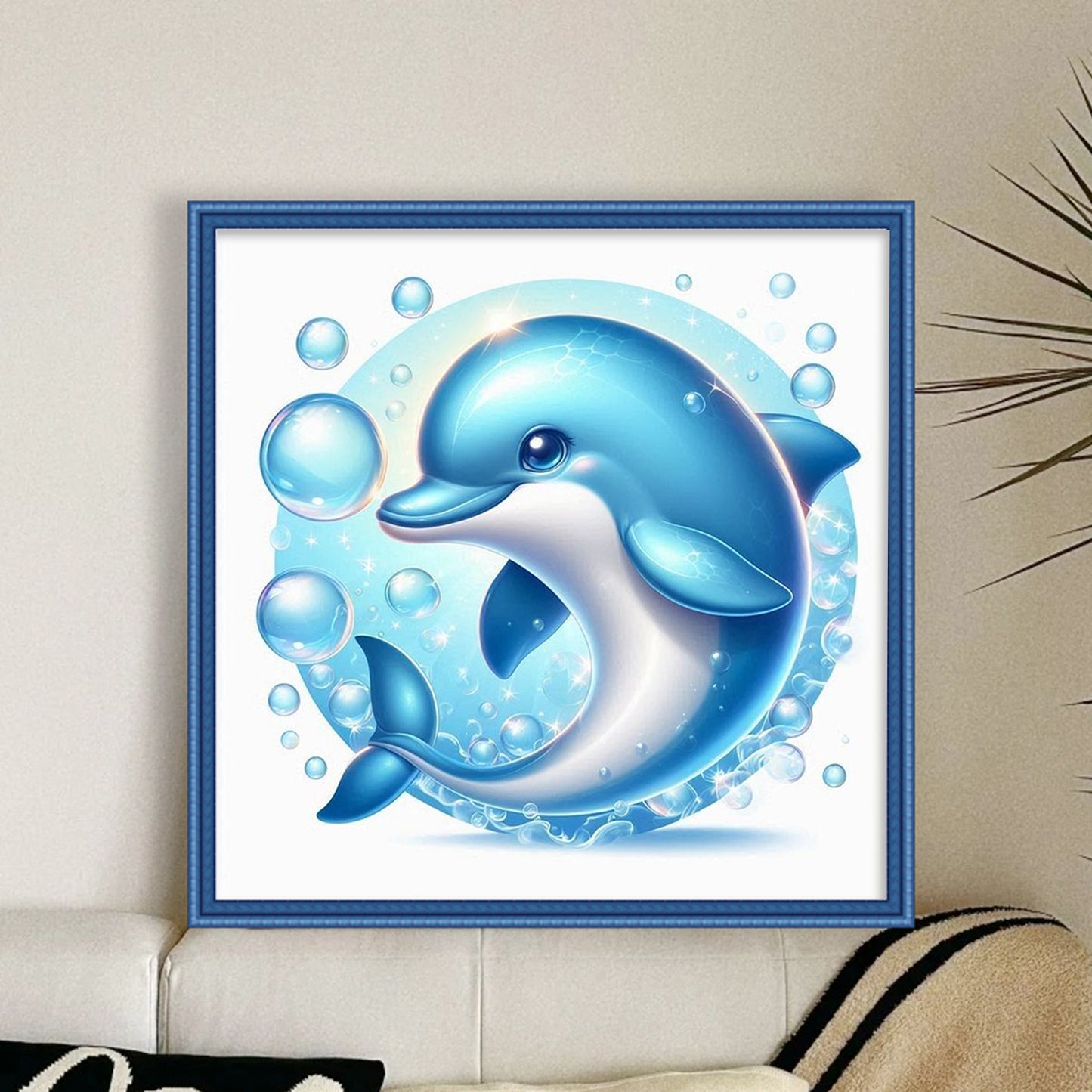 Charming Dolphin - Full 18CT Stamped Cross Stitch 20x20CM - Huacan