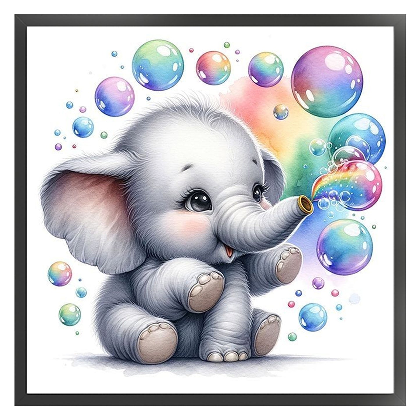 Adorable Baby Elephant - Full 18CT Stamped Cross Stitch 20x20CM - Huacan