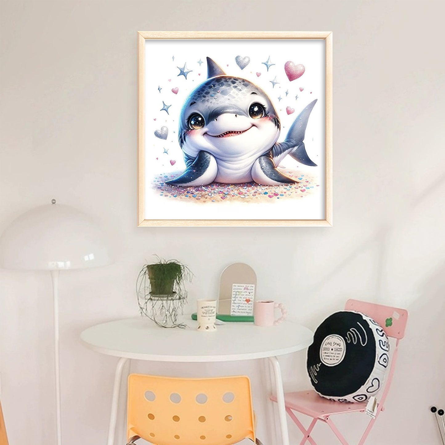 Cute Shark Cub - Full 18CT Stamped Cross Stitch 20x20CM - Huacan