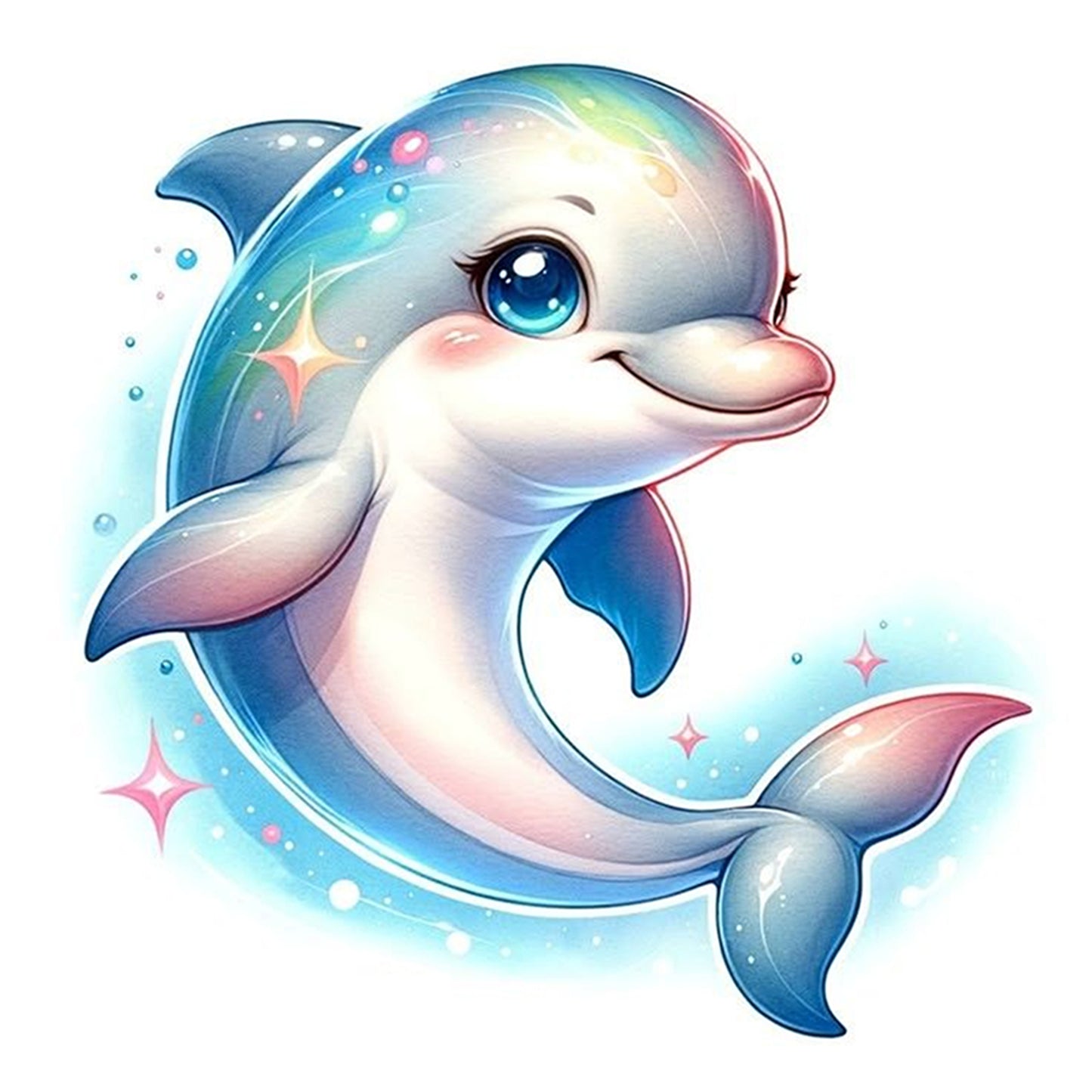 Magical Dolphin - Full 18CT Stamped Cross Stitch 20x20CM - Huacan
