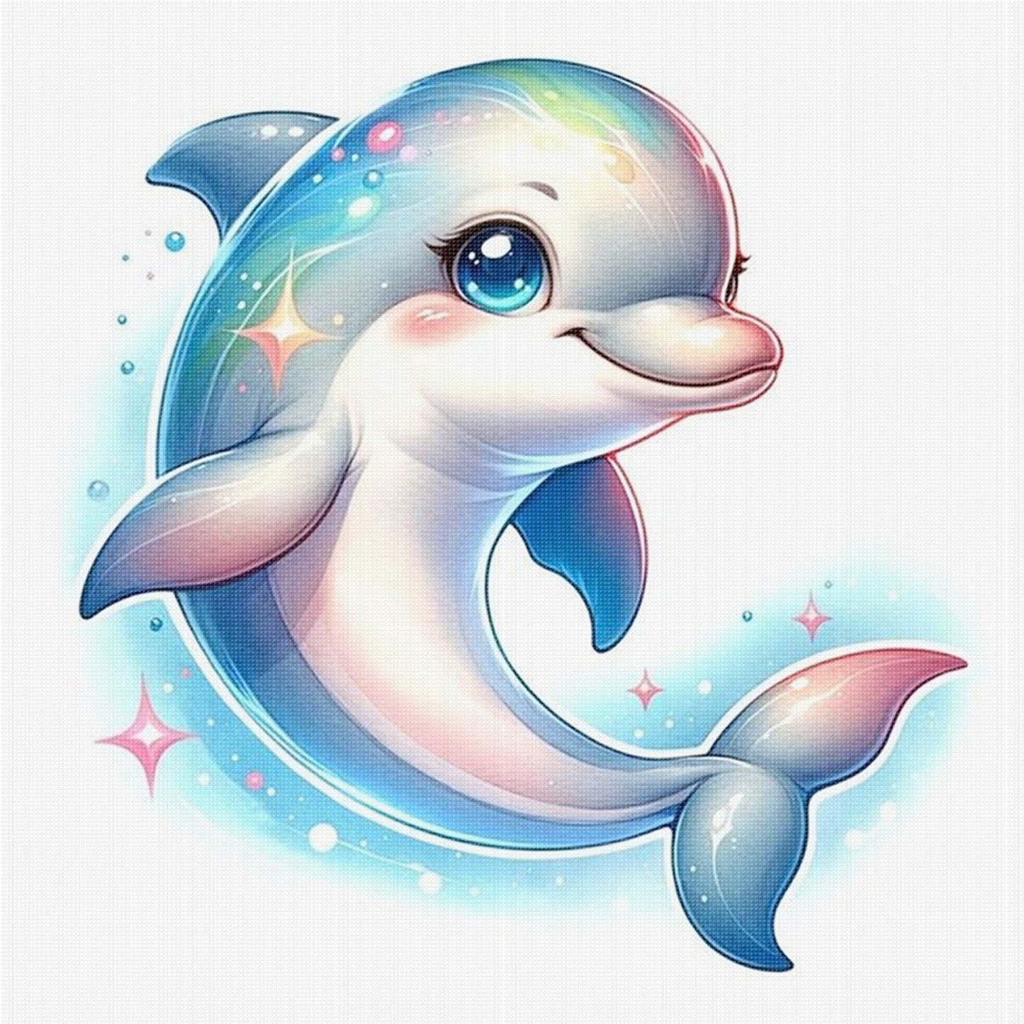 Magical Dolphin - Full 18CT Stamped Cross Stitch 20x20CM - Huacan