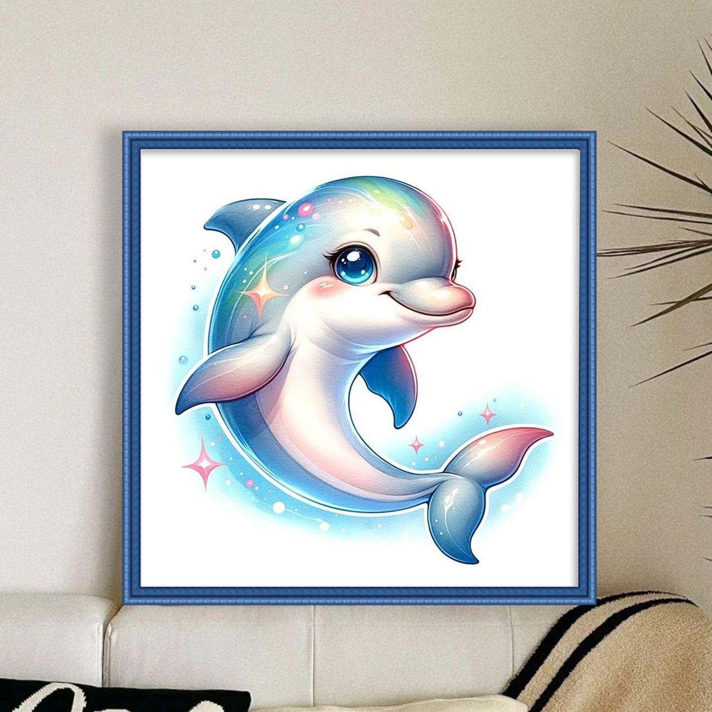 Magical Dolphin - Full 18CT Stamped Cross Stitch 20x20CM - Huacan