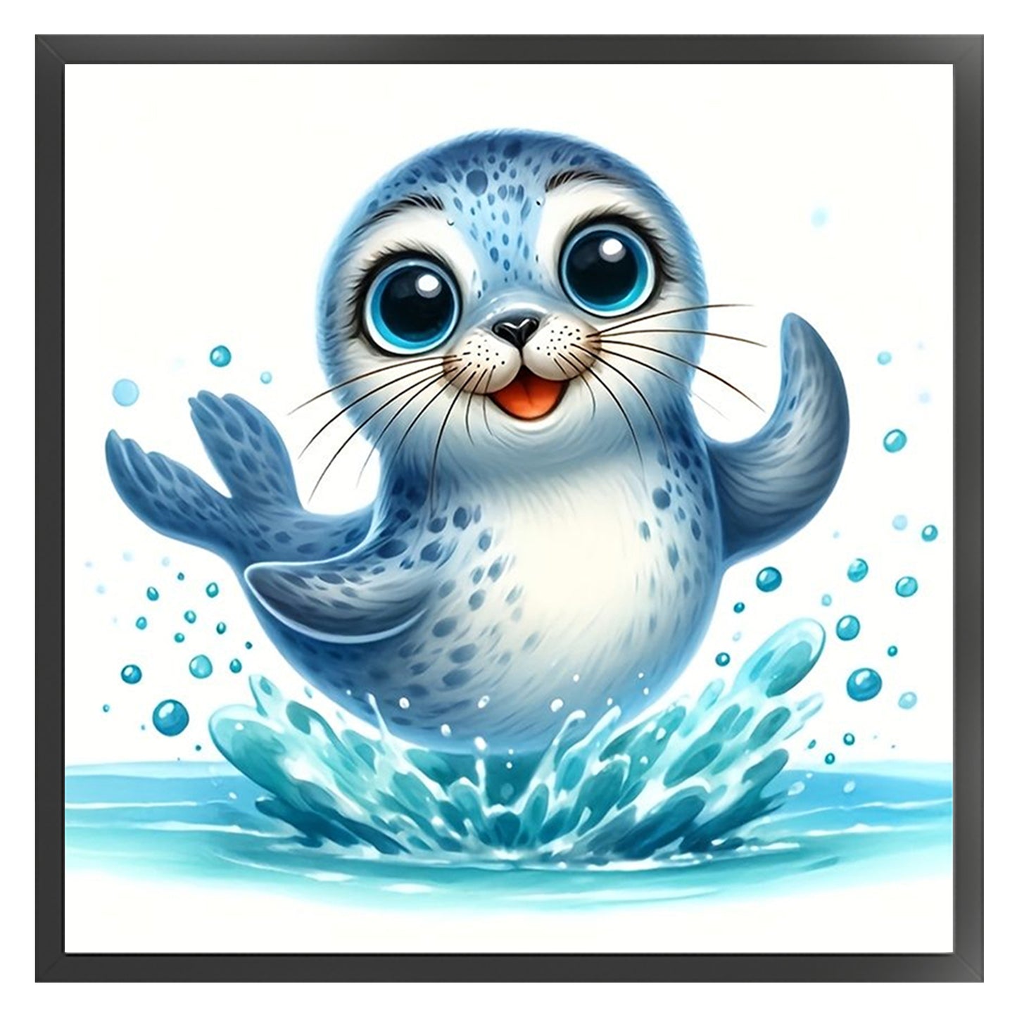 Playful Sea Lion - Full 18CT Stamped Cross Stitch 20x20CM - Huacan
