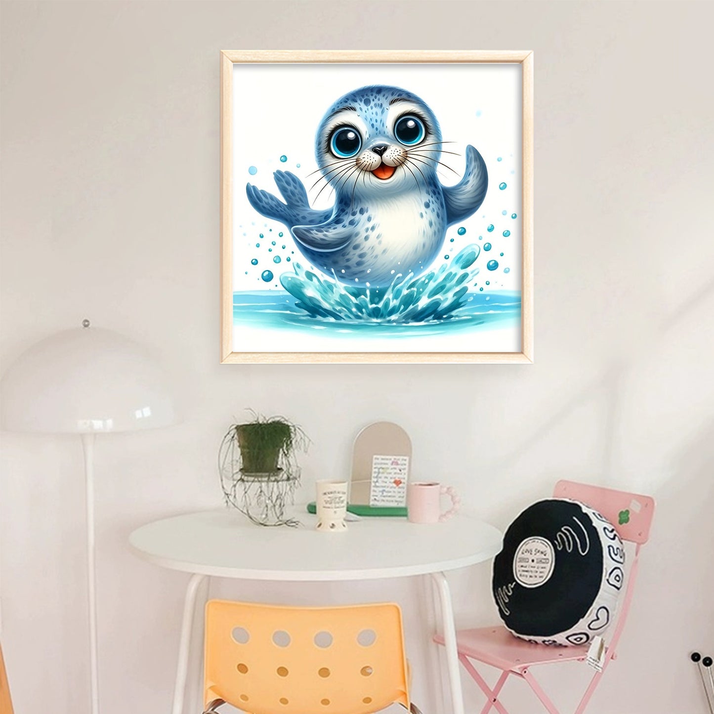 Playful Sea Lion - Full 18CT Stamped Cross Stitch 20x20CM - Huacan