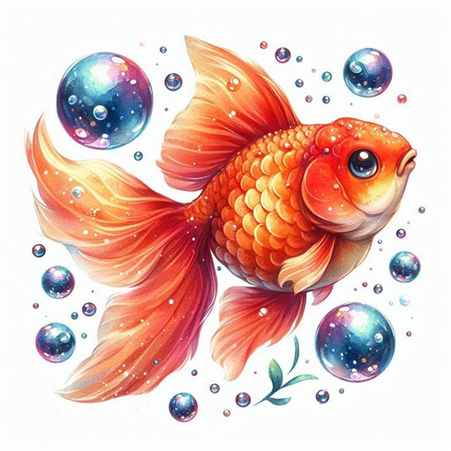Beautiful Goldfish - Full 18CT Stamped Cross Stitch 20x20CM - Huacan