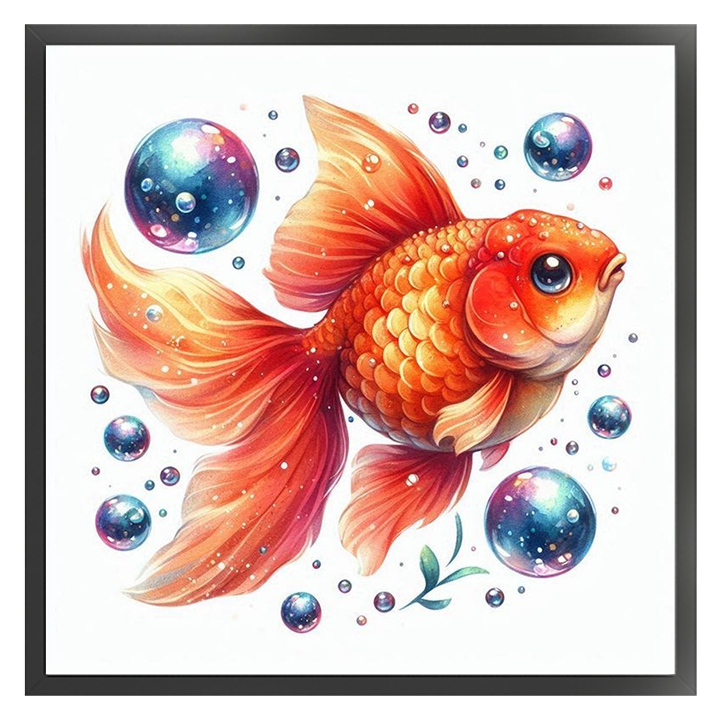 Beautiful Goldfish - Full 18CT Stamped Cross Stitch 20x20CM - Huacan