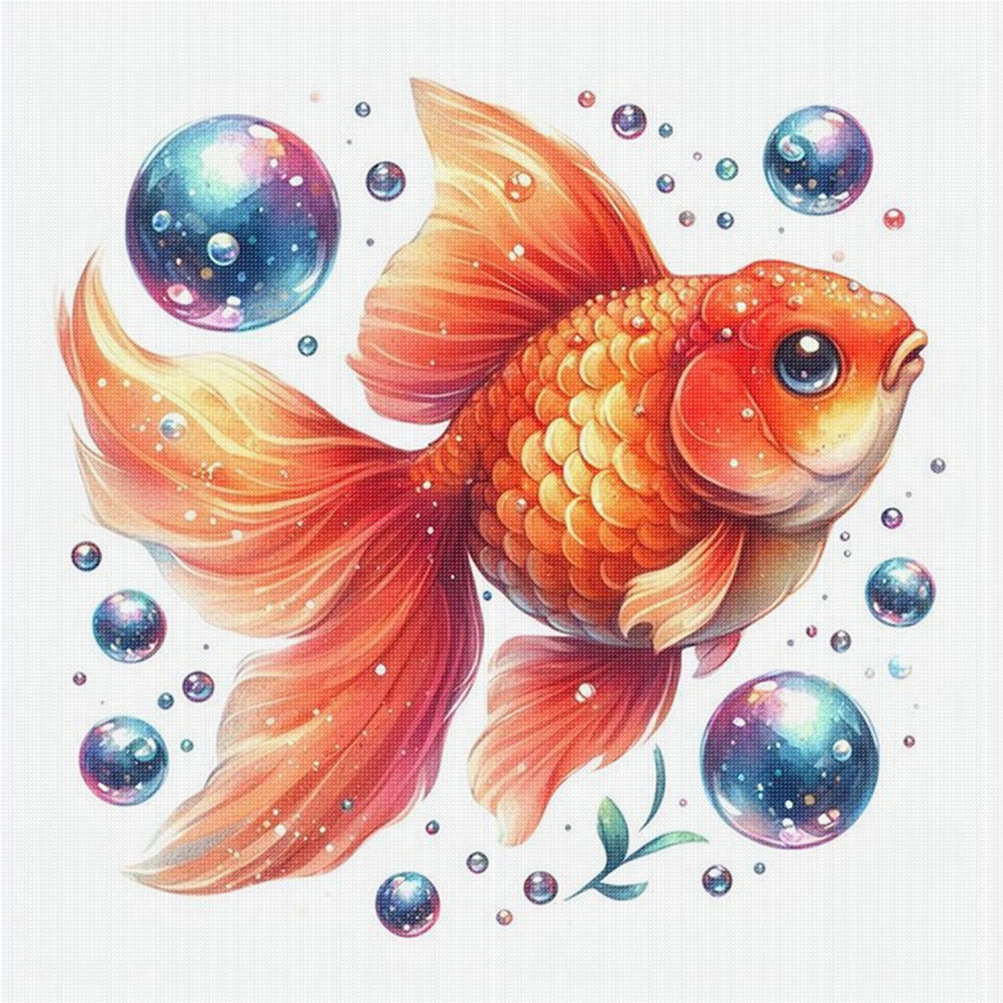 Beautiful Goldfish - Full 18CT Stamped Cross Stitch 20x20CM - Huacan