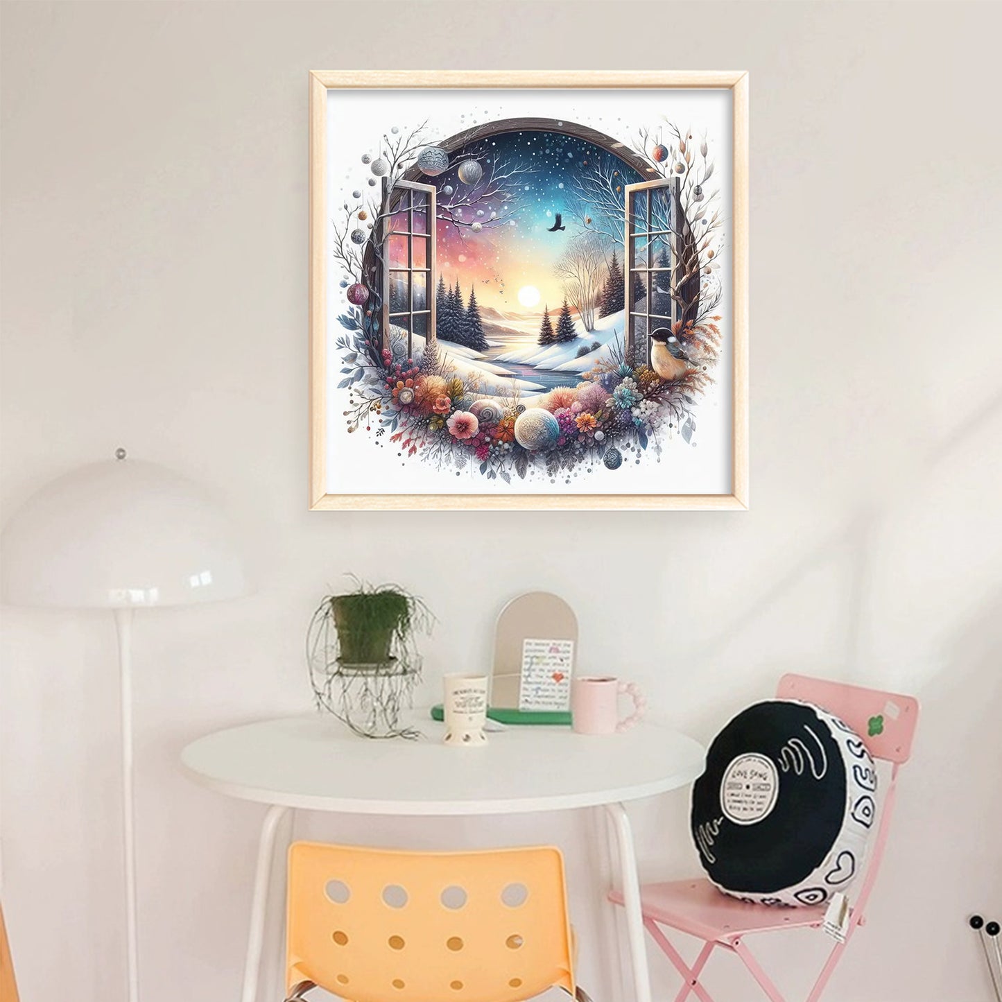 Winter Window - Full 11CT Stamped Cross Stitch 40x40CM - Huacan
