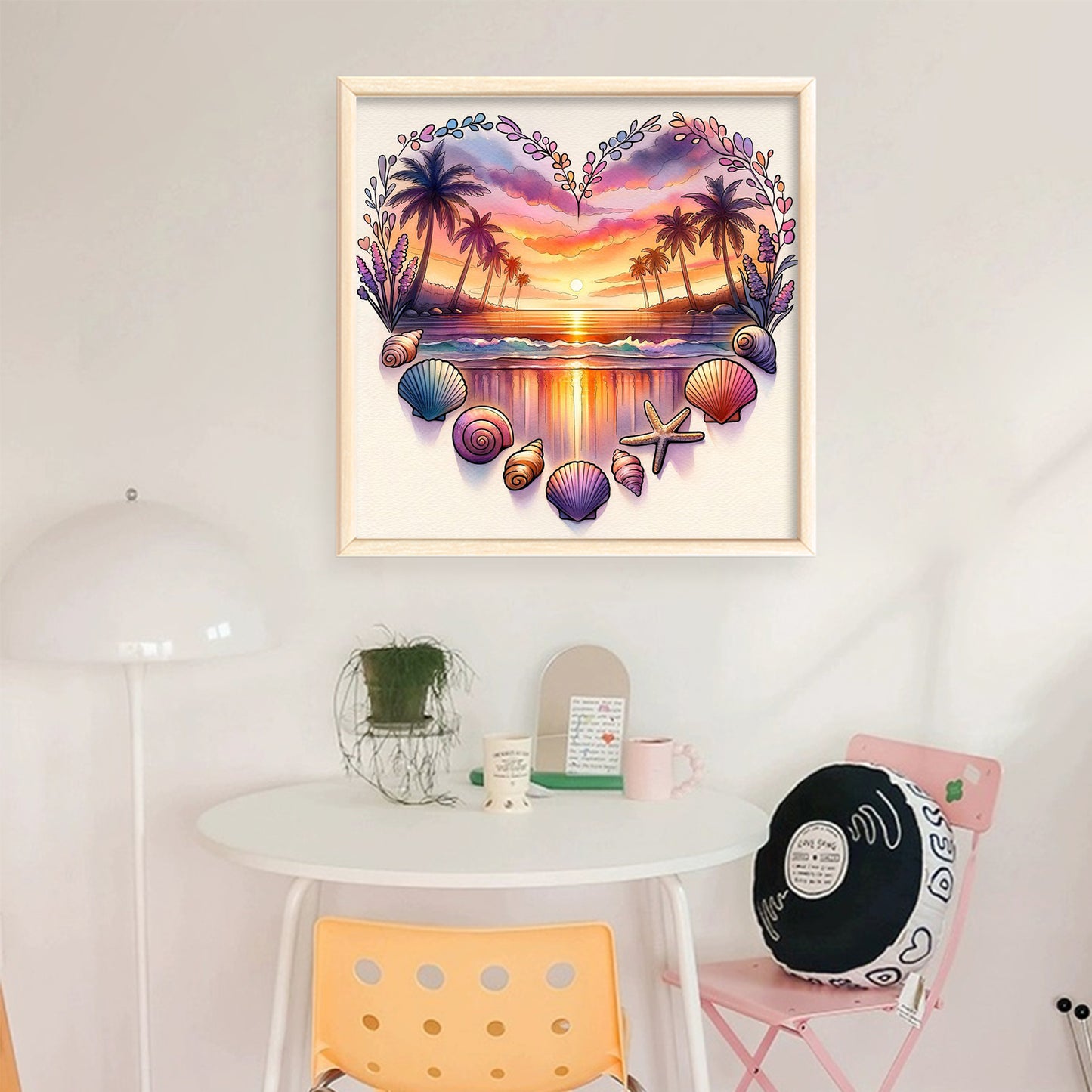Sunset Heart - Full 18CT Stamped Cross Stitch 30x30CM - Huacan