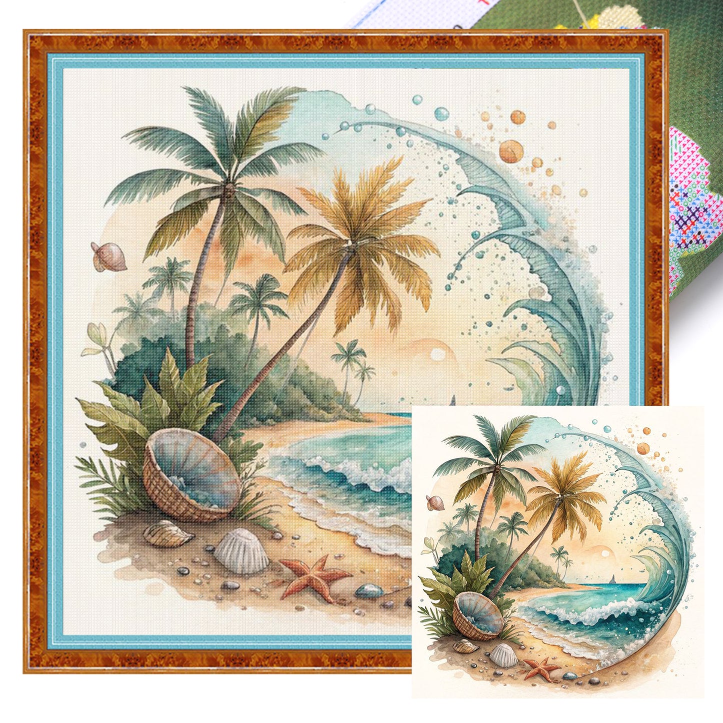 Beach Wave - Full 18CT Stamped Cross Stitch 30x30CM - Huacan