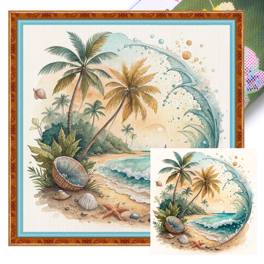 Beach Wave - Full 18CT Stamped Cross Stitch 30x30CM - Huacan