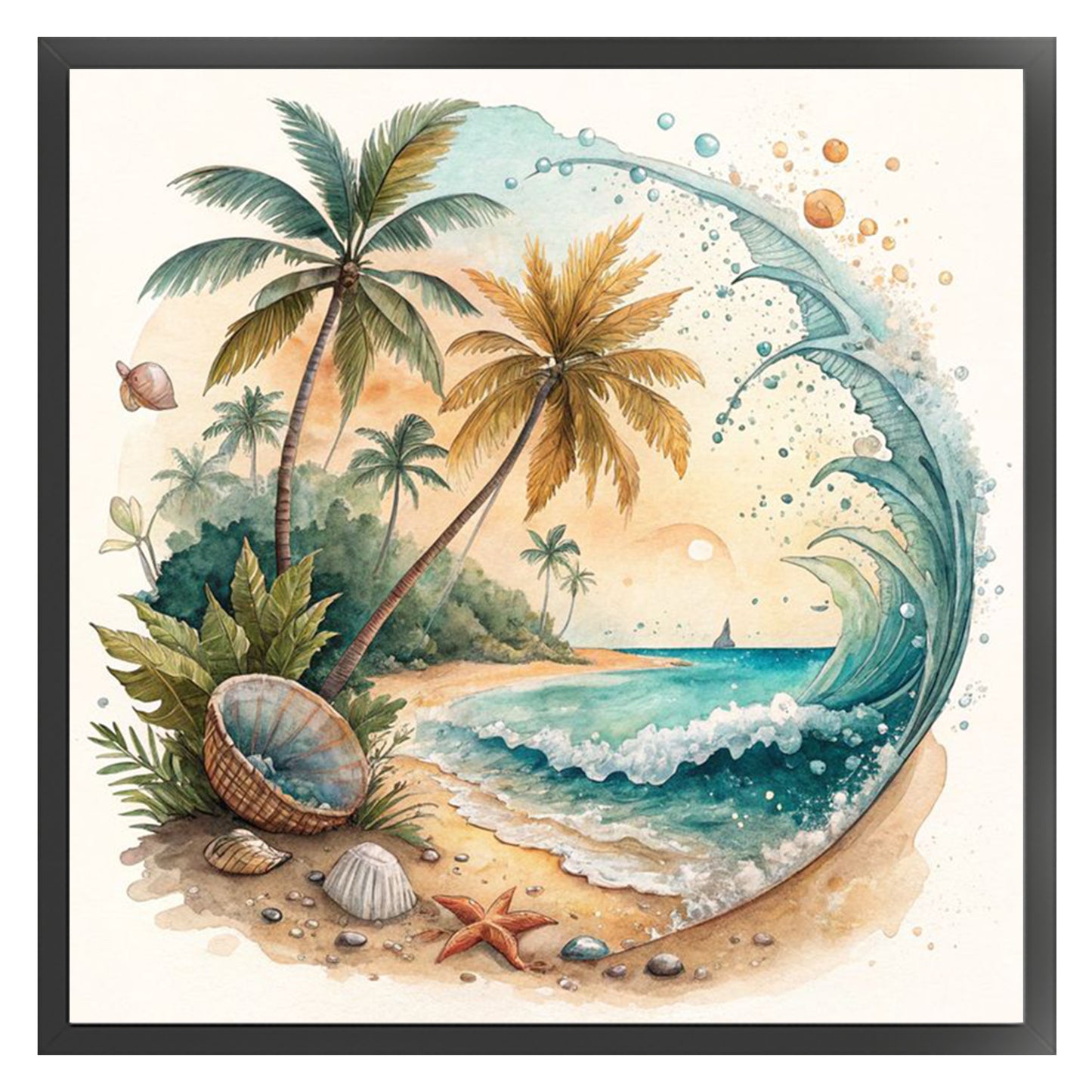 Beach Wave - Full 18CT Stamped Cross Stitch 30x30CM - Huacan