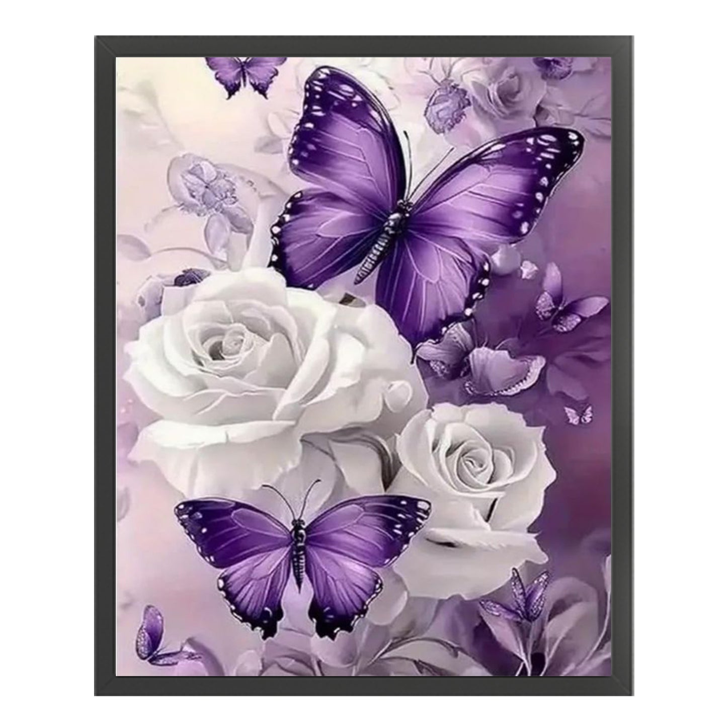 Purple Butterfly - Full 11CT Stamped Cross Stitch 40x50CM - Huacan