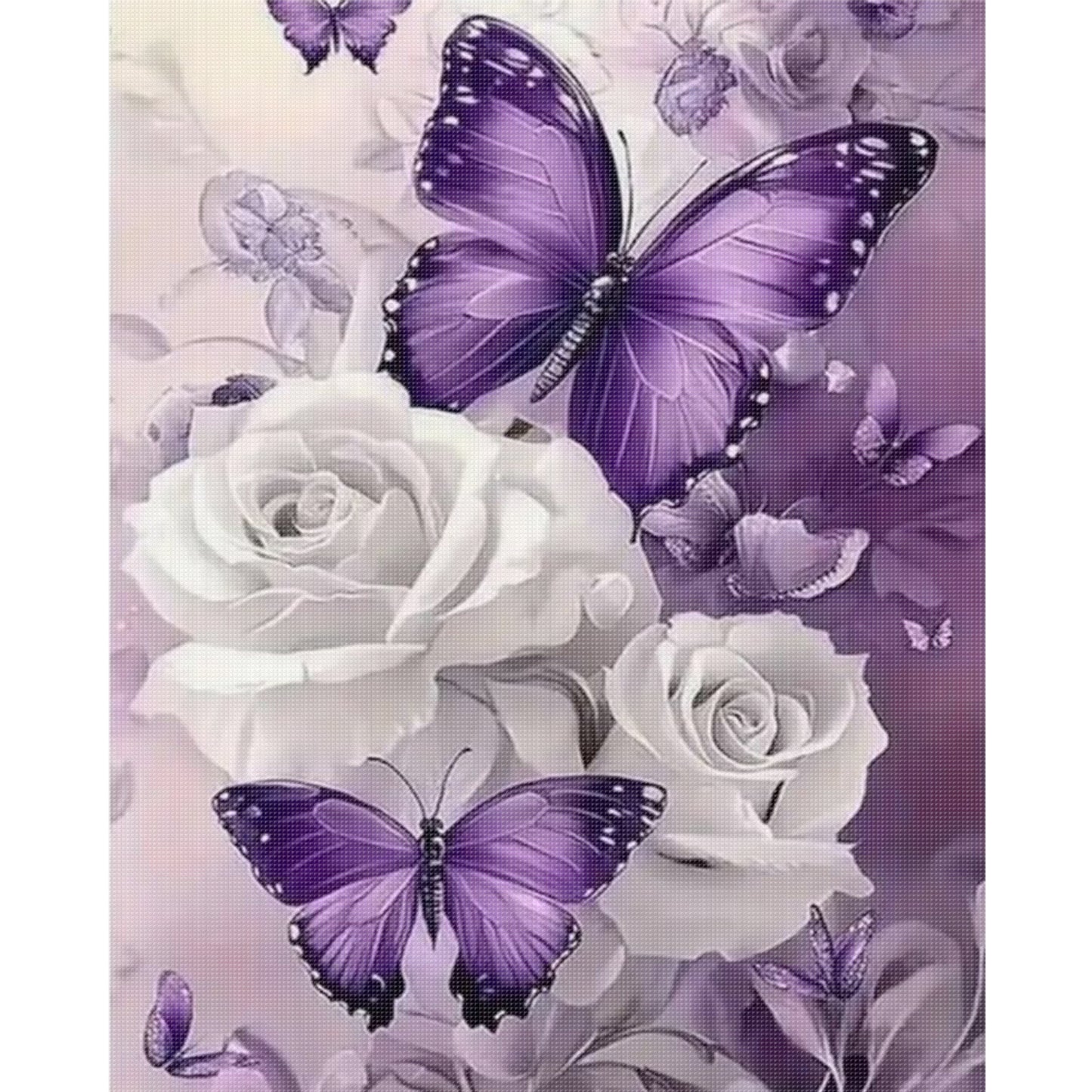 Purple Butterfly - Full 11CT Stamped Cross Stitch 40x50CM - Huacan