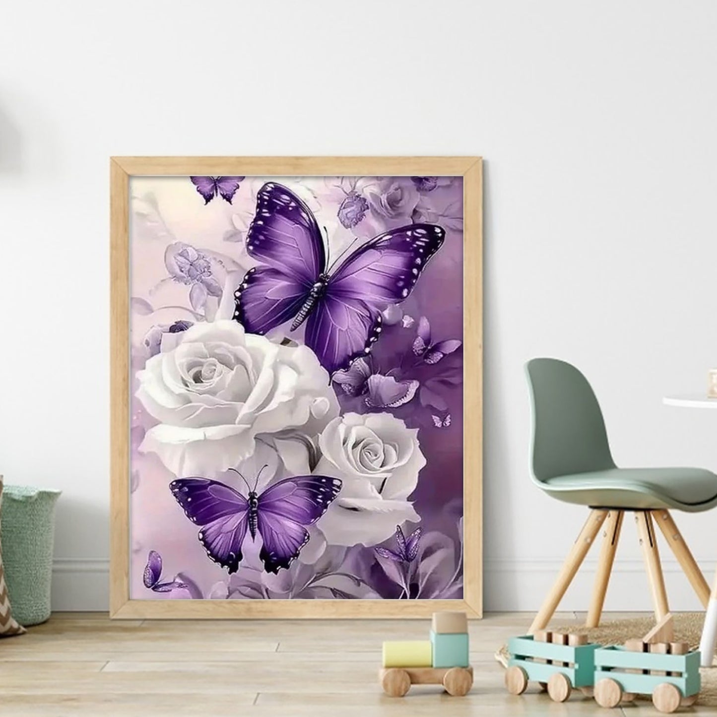 Purple Butterfly - Full 11CT Stamped Cross Stitch 40x50CM - Huacan
