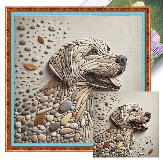 Stein-Labrador – Vollständiges 11CT-Stempel-Kreuzstich-Set 40x40 cm – Huacan