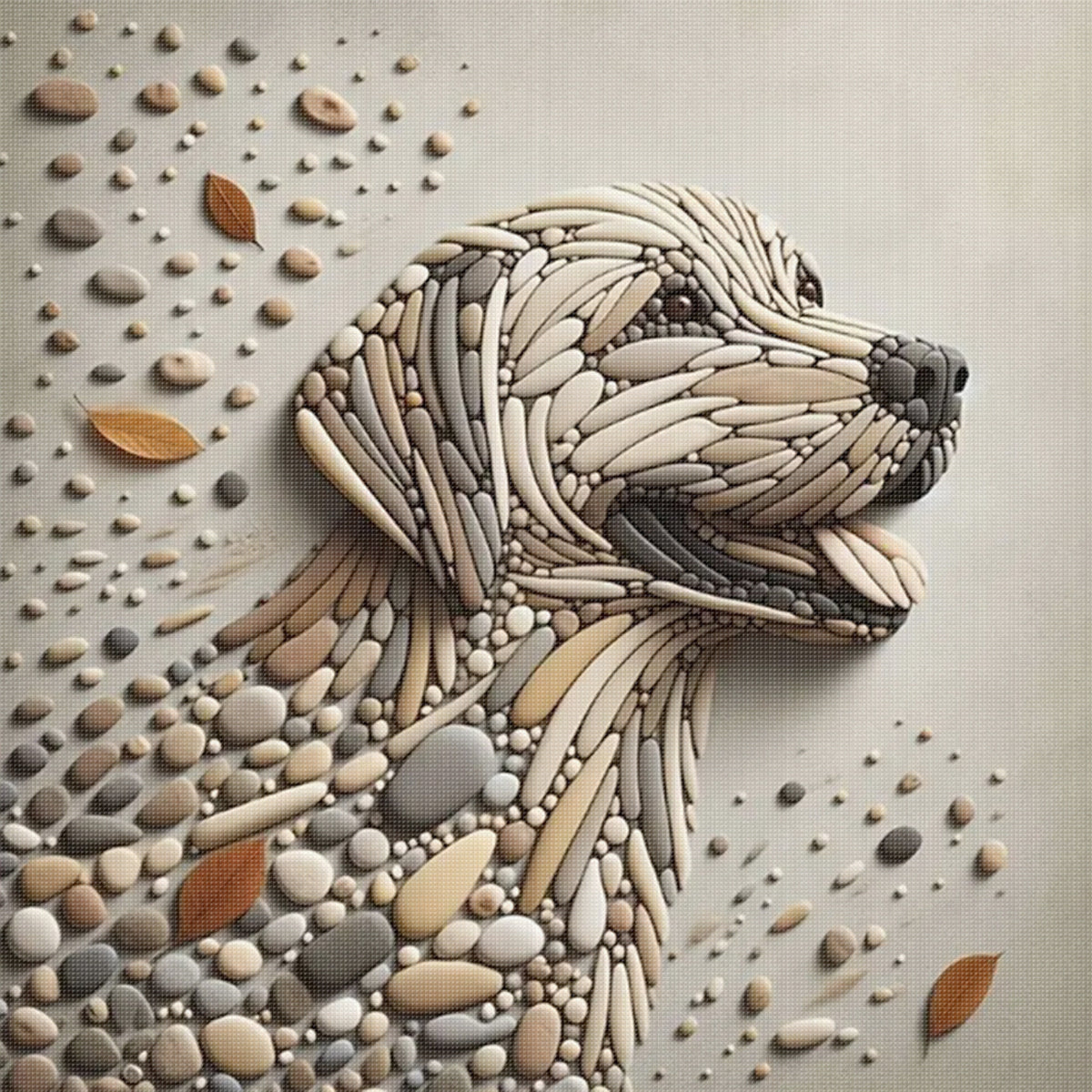 Stone Labrador - Full 11CT Stamped Cross Stitch 40x40CM - Huacan