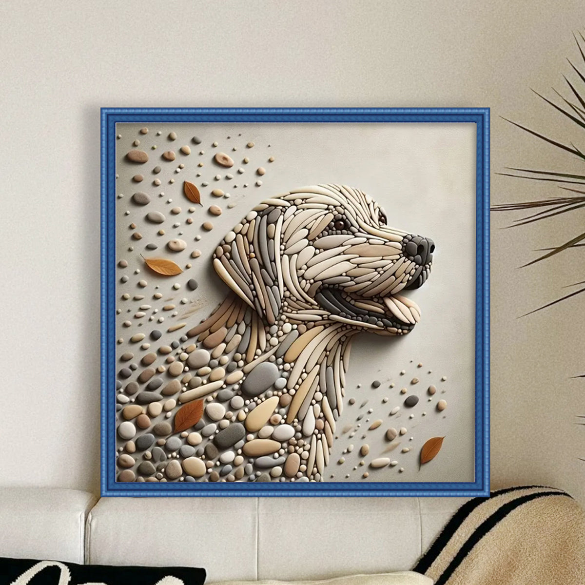 Stone Labrador - Full 11CT Stamped Cross Stitch 40x40CM - Huacan