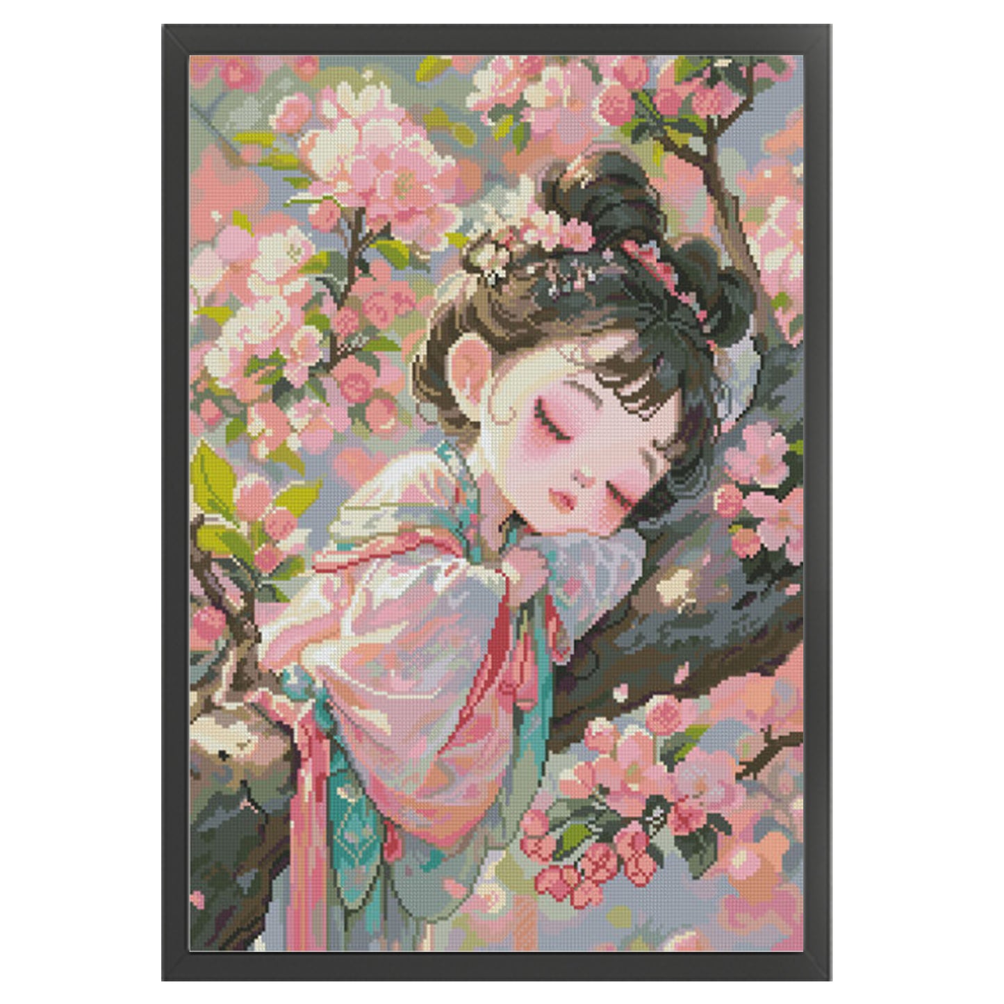 Ancient Style Maiden With Cherry Blossoms - Full 11CT Stamped Cross Stitch 50x70CM - Mona Lisa