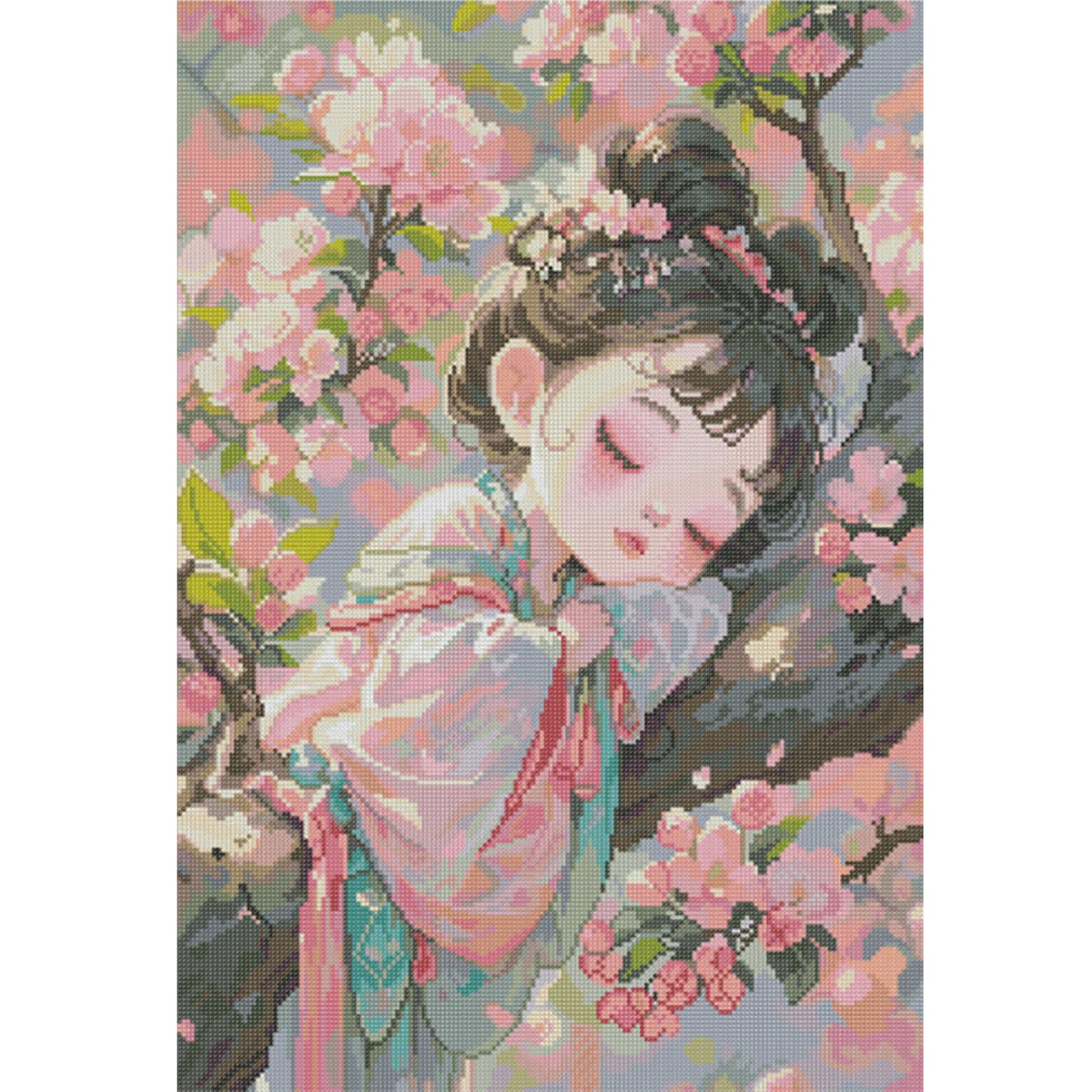 Ancient Style Maiden With Cherry Blossoms - Full 11CT Stamped Cross Stitch 50x70CM - Mona Lisa