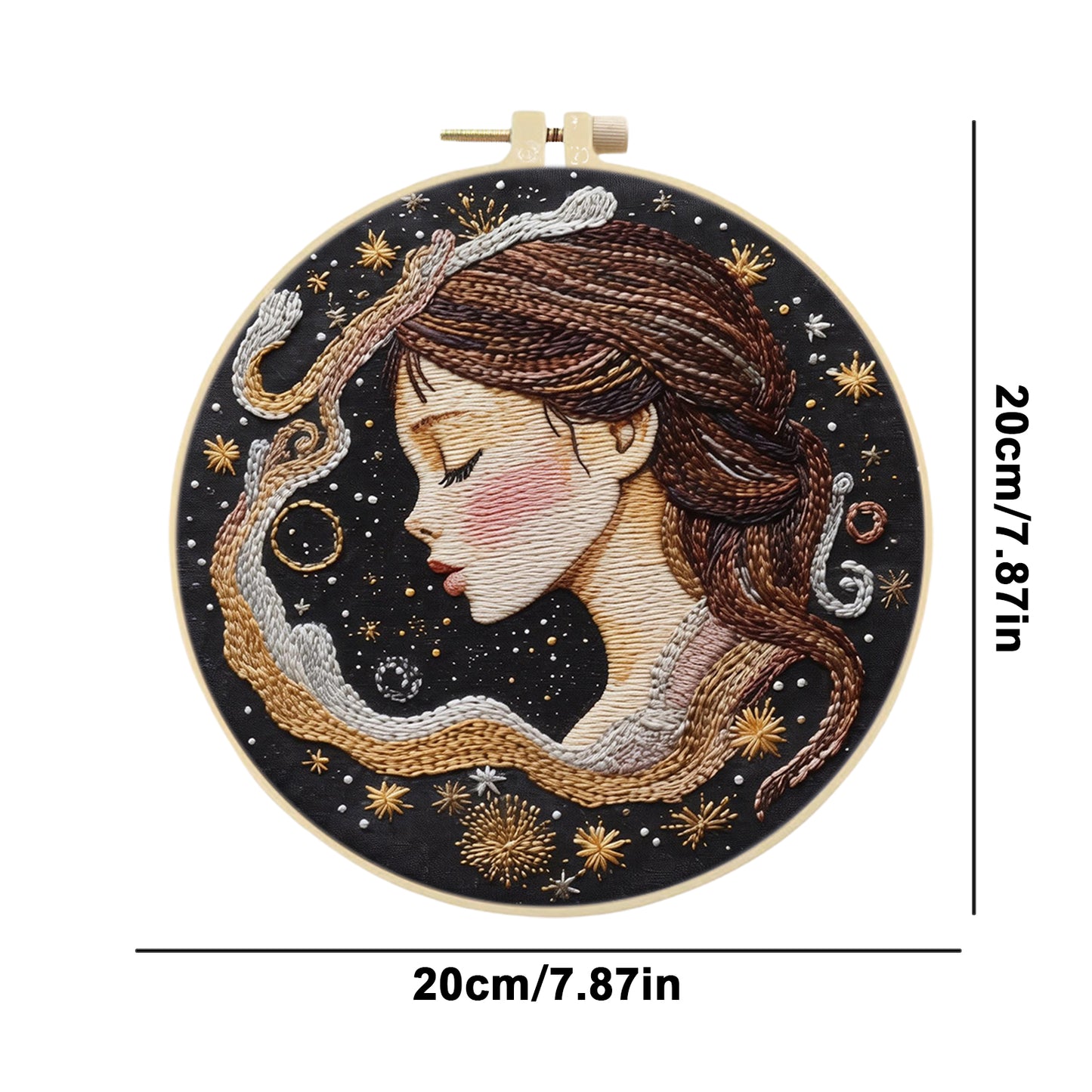Star Girl - DIY Embroidery Cross Stitch Kit with Pattern Cotton Threads Needles Hoop 30x30CM/11.81x11.81in