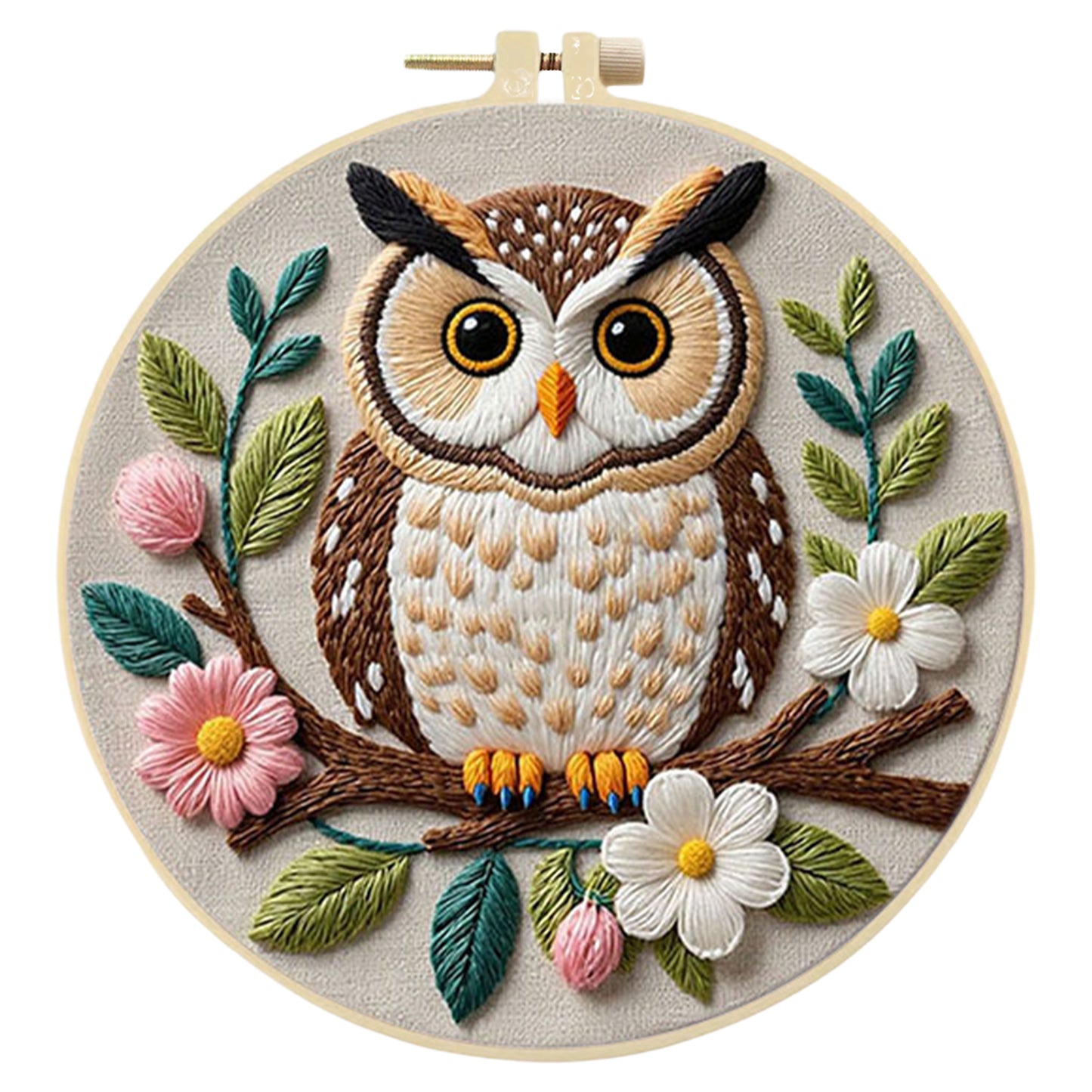 Owl - DIY Embroidery Cross Stitch Kit with Pattern Cotton Threads Needles Hoop 29x29CM/11.42x11.42in