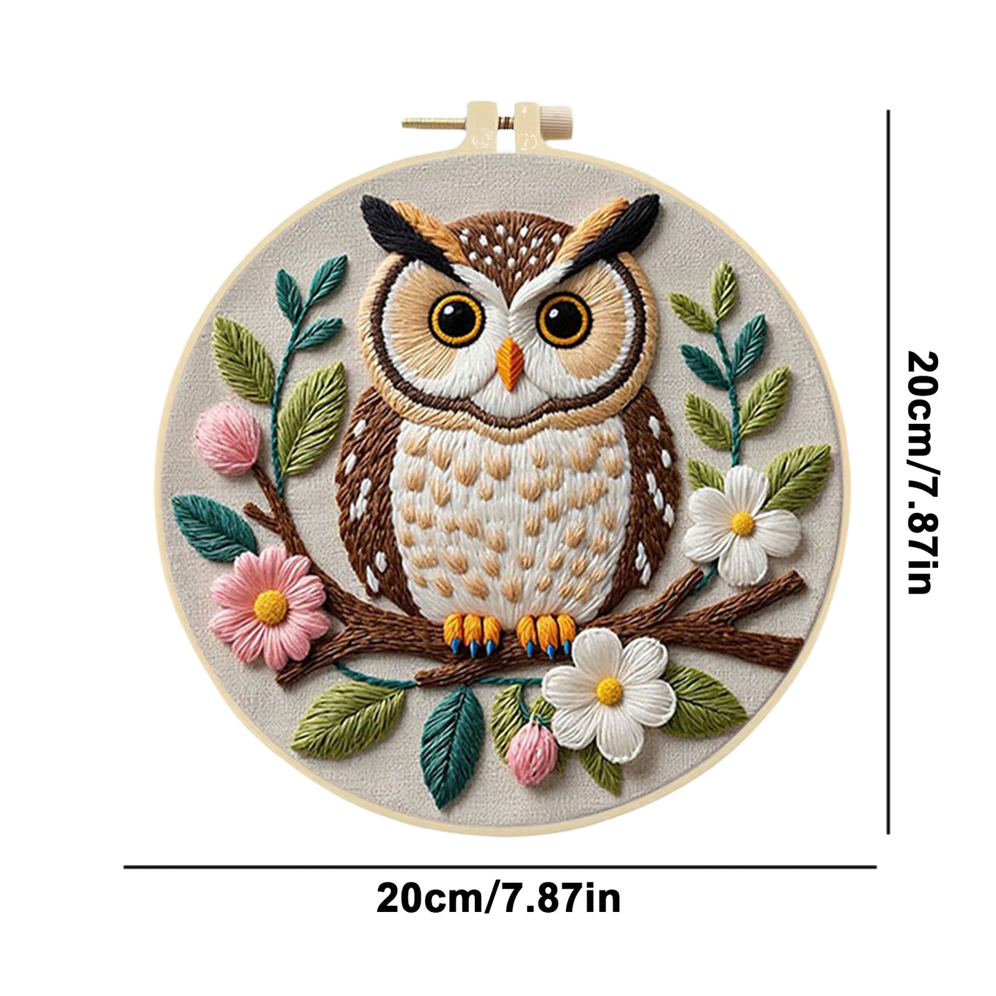 Owl - DIY Embroidery Cross Stitch Kit with Pattern Cotton Threads Needles Hoop 29x29CM/11.42x11.42in