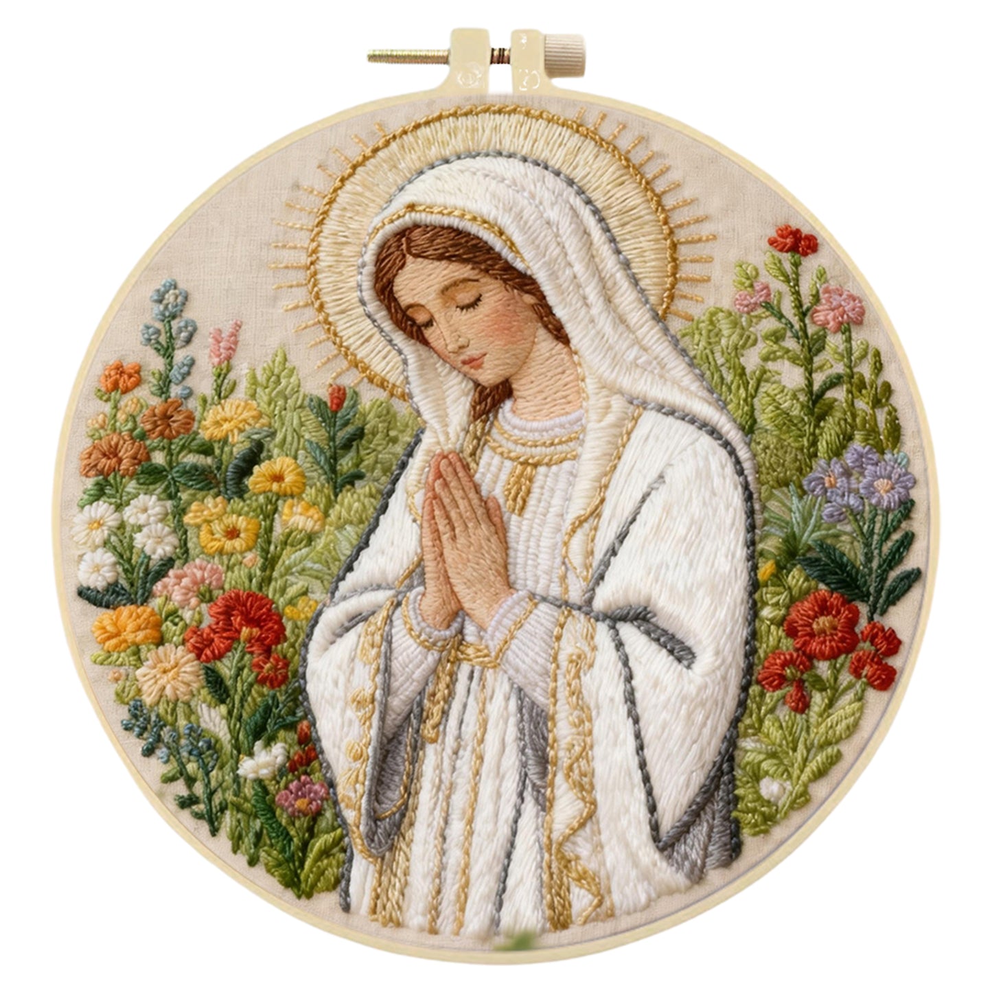 Mary - DIY Embroidery Cross Stitch Kit with Pattern Cotton Threads Needles Hoop 30x30CM/11.81x11.81in