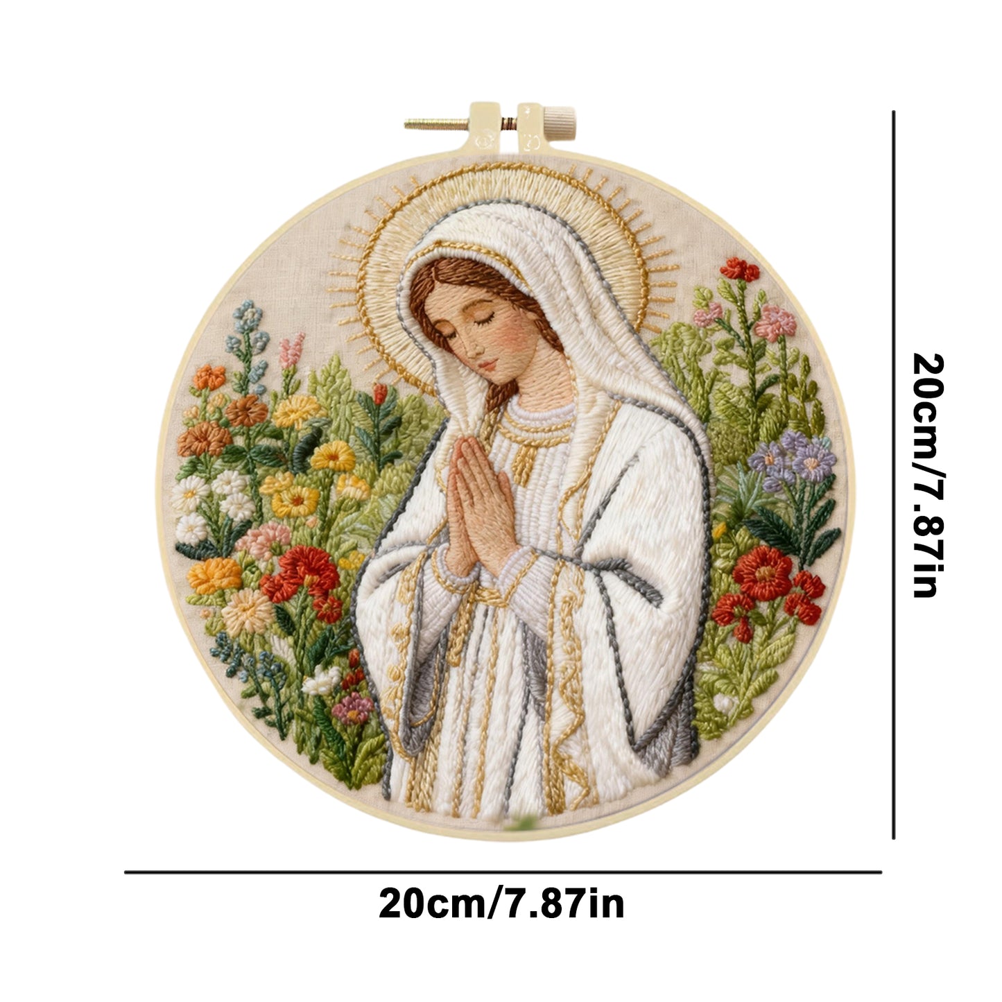 Mary - DIY Embroidery Cross Stitch Kit with Pattern Cotton Threads Needles Hoop 30x30CM/11.81x11.81in