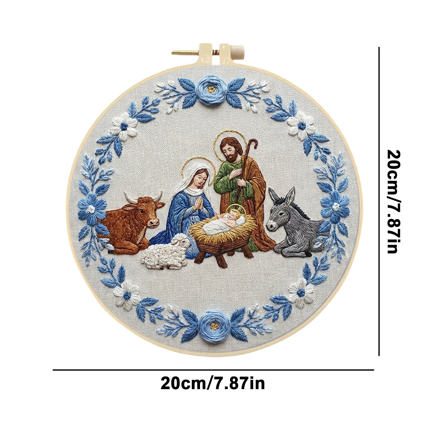 Nativity - DIY Embroidery Cross Stitch Kit with Pattern Cotton Threads Needles Hoop 30x30CM/11.81x11.81in