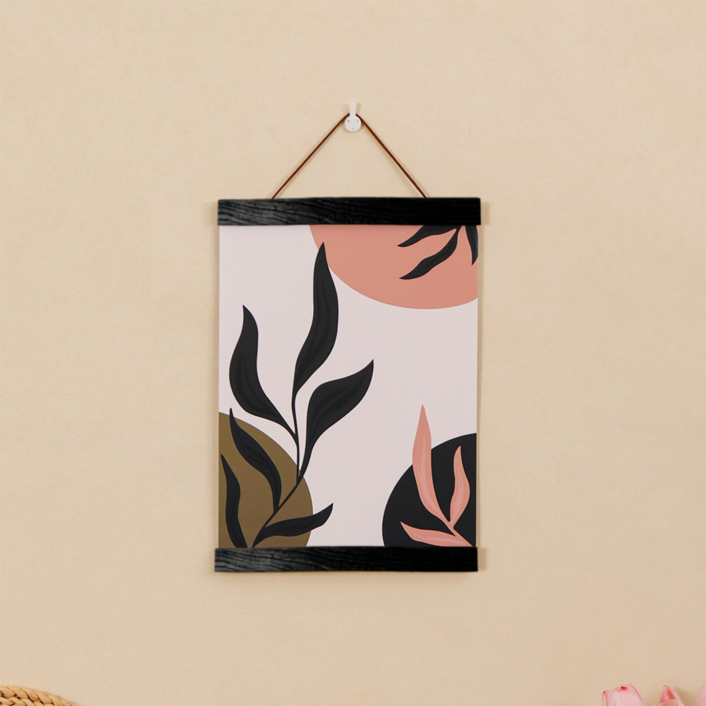 Wooden Magnetic Hanging Scroll Multi-Purpose Wall-Mounted Decorative Painting Rod Lightweight Art Work Print Hanging Holder For Canvas Paper Photo Picture (30CM black)