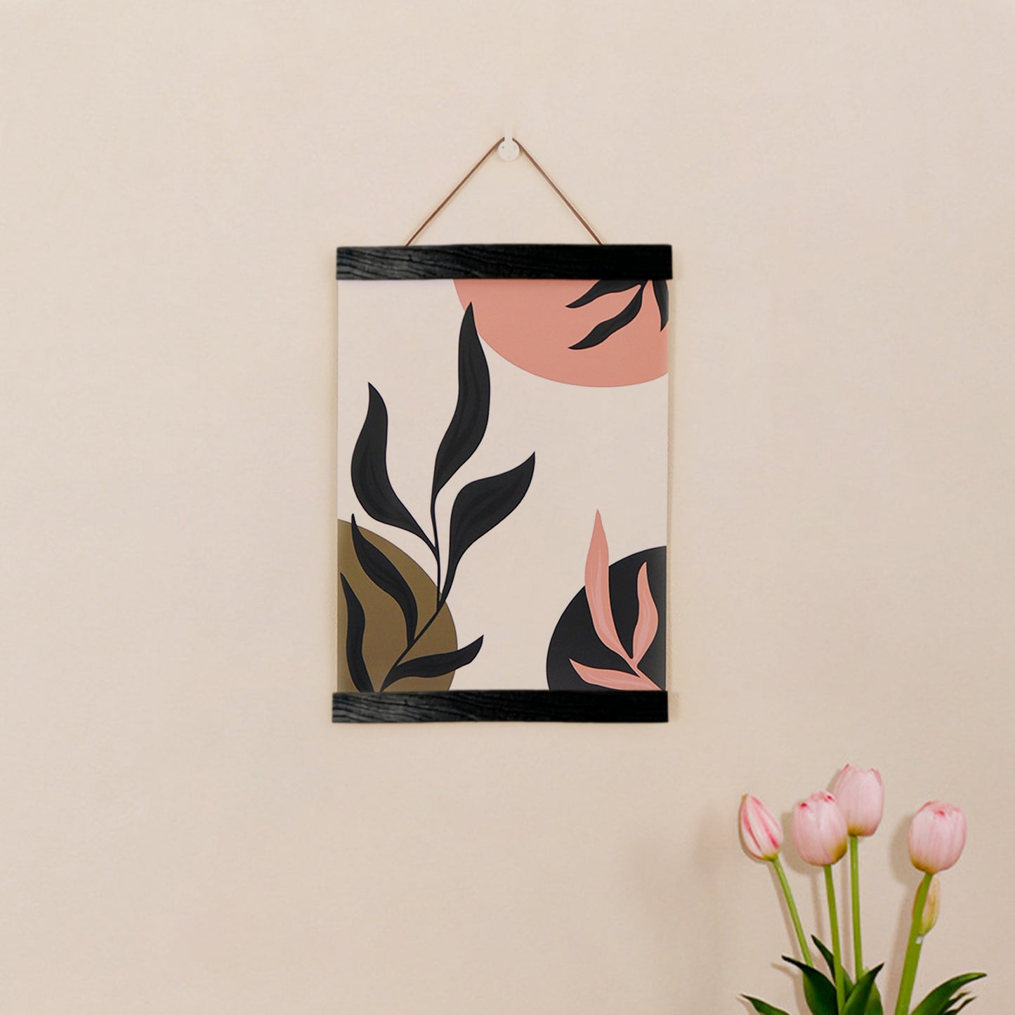 Wooden Magnetic Hanging Scroll Multi-Purpose Wall-Mounted Decorative Painting Rod Lightweight Art Work Print Hanging Holder For Canvas Paper Photo Picture (30CM black)