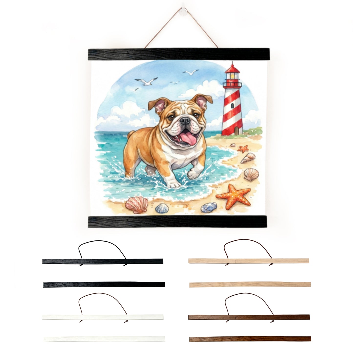 Wooden Magnetic Hanging Scroll Multi-Purpose Wall-Mounted Decorative Painting Rod Lightweight Art Work Print Hanging Holder For Canvas Paper Photo Picture (40CM Black)