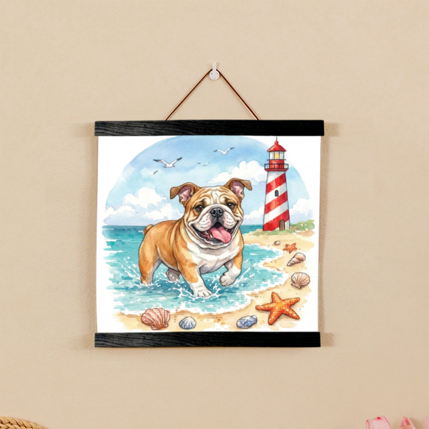 Wooden Magnetic Hanging Scroll Multi-Purpose Wall-Mounted Decorative Painting Rod Lightweight Art Work Print Hanging Holder For Canvas Paper Photo Picture (40CM Black)