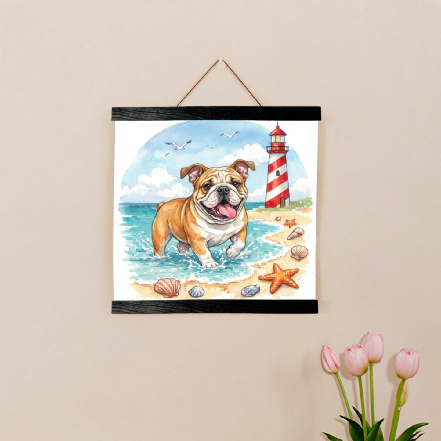 Wooden Magnetic Hanging Scroll Multi-Purpose Wall-Mounted Decorative Painting Rod Lightweight Art Work Print Hanging Holder For Canvas Paper Photo Picture (40CM Black)