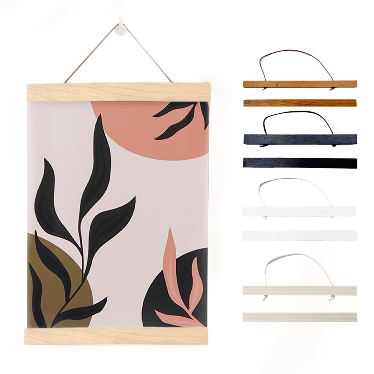 Wooden Magnetic Hanging Scroll Multi-Purpose Wall-Mounted Decorative Painting Rod Lightweight Art Work Print Hanging Holder For Canvas Paper Photo Picture (30CM White Wood)