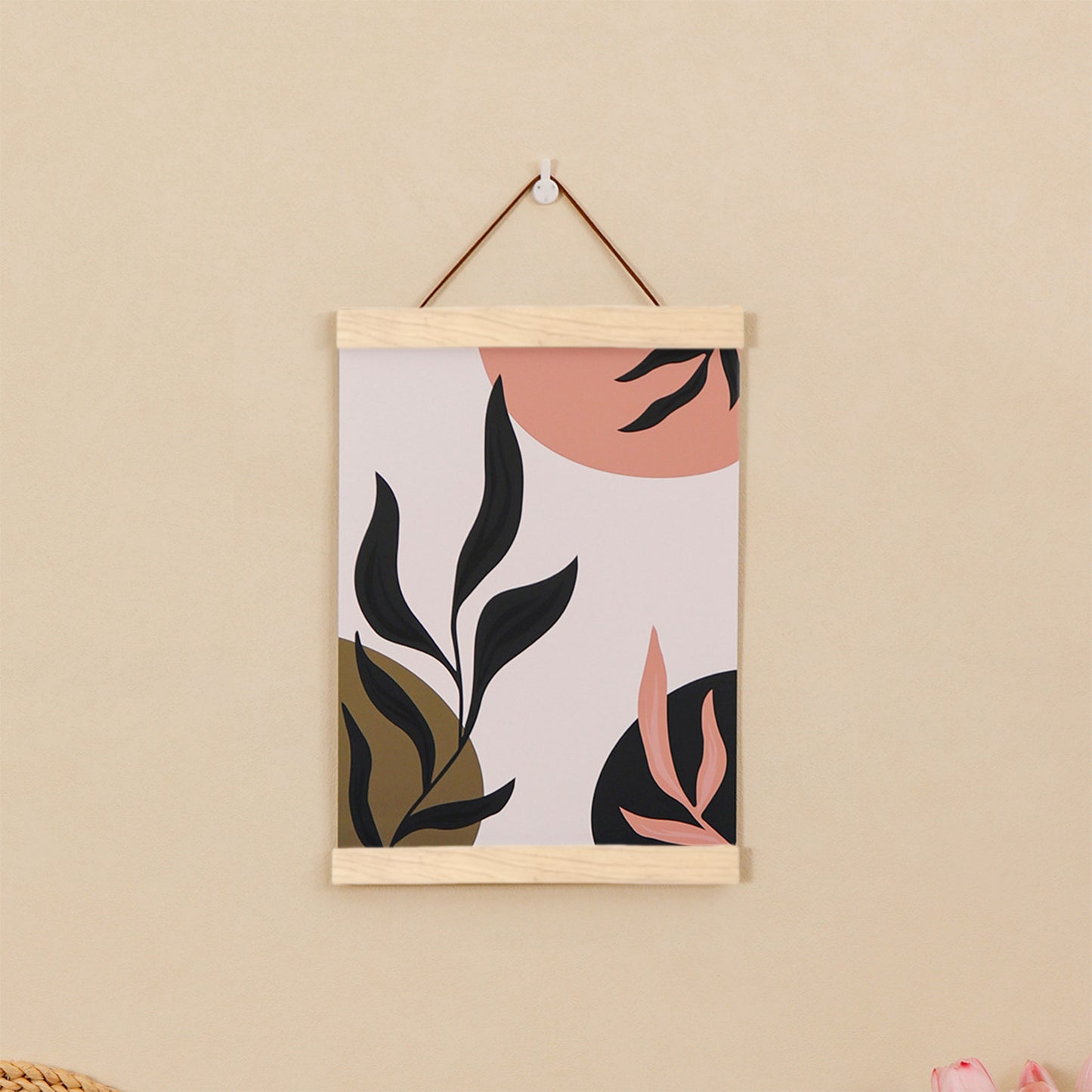 Wooden Magnetic Hanging Scroll Multi-Purpose Wall-Mounted Decorative Painting Rod Lightweight Art Work Print Hanging Holder For Canvas Paper Photo Picture (30CM White Wood)