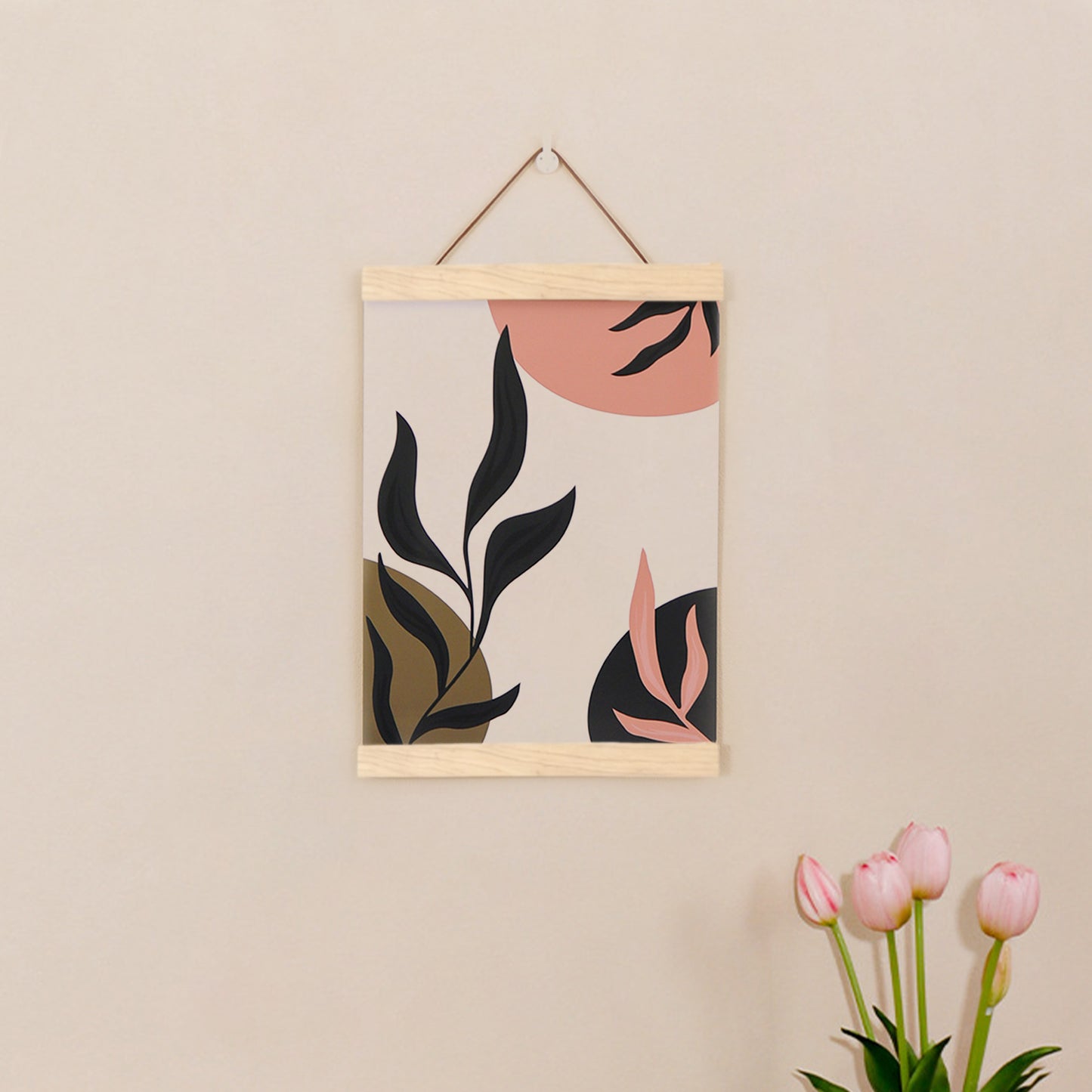 Wooden Magnetic Hanging Scroll Multi-Purpose Wall-Mounted Decorative Painting Rod Lightweight Art Work Print Hanging Holder For Canvas Paper Photo Picture (30CM White Wood)