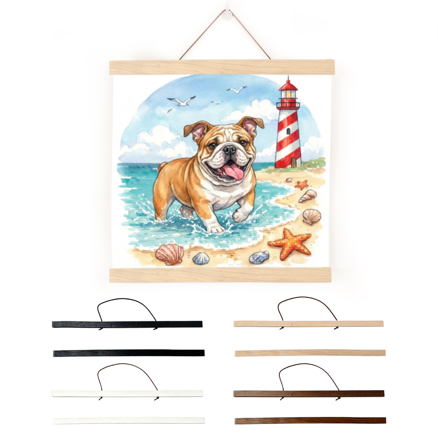 Wooden Magnetic Hanging Scroll Multi-Purpose Wall-Mounted Decorative Painting Rod Lightweight Art Work Print Hanging Holder For Canvas Paper Photo Picture (40CM White Wood)