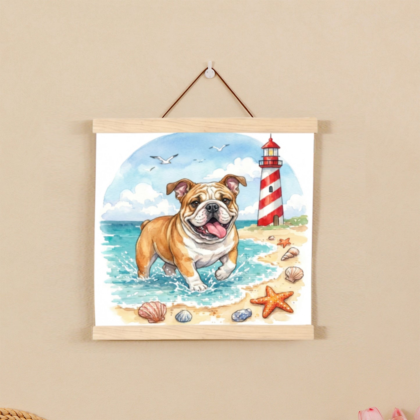 Wooden Magnetic Hanging Scroll Multi-Purpose Wall-Mounted Decorative Painting Rod Lightweight Art Work Print Hanging Holder For Canvas Paper Photo Picture (40CM White Wood)