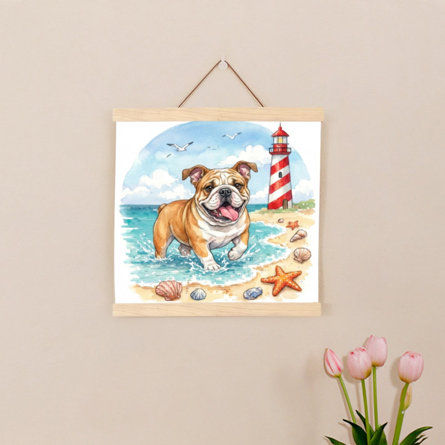 Wooden Magnetic Hanging Scroll Multi-Purpose Wall-Mounted Decorative Painting Rod Lightweight Art Work Print Hanging Holder For Canvas Paper Photo Picture (40CM White Wood)