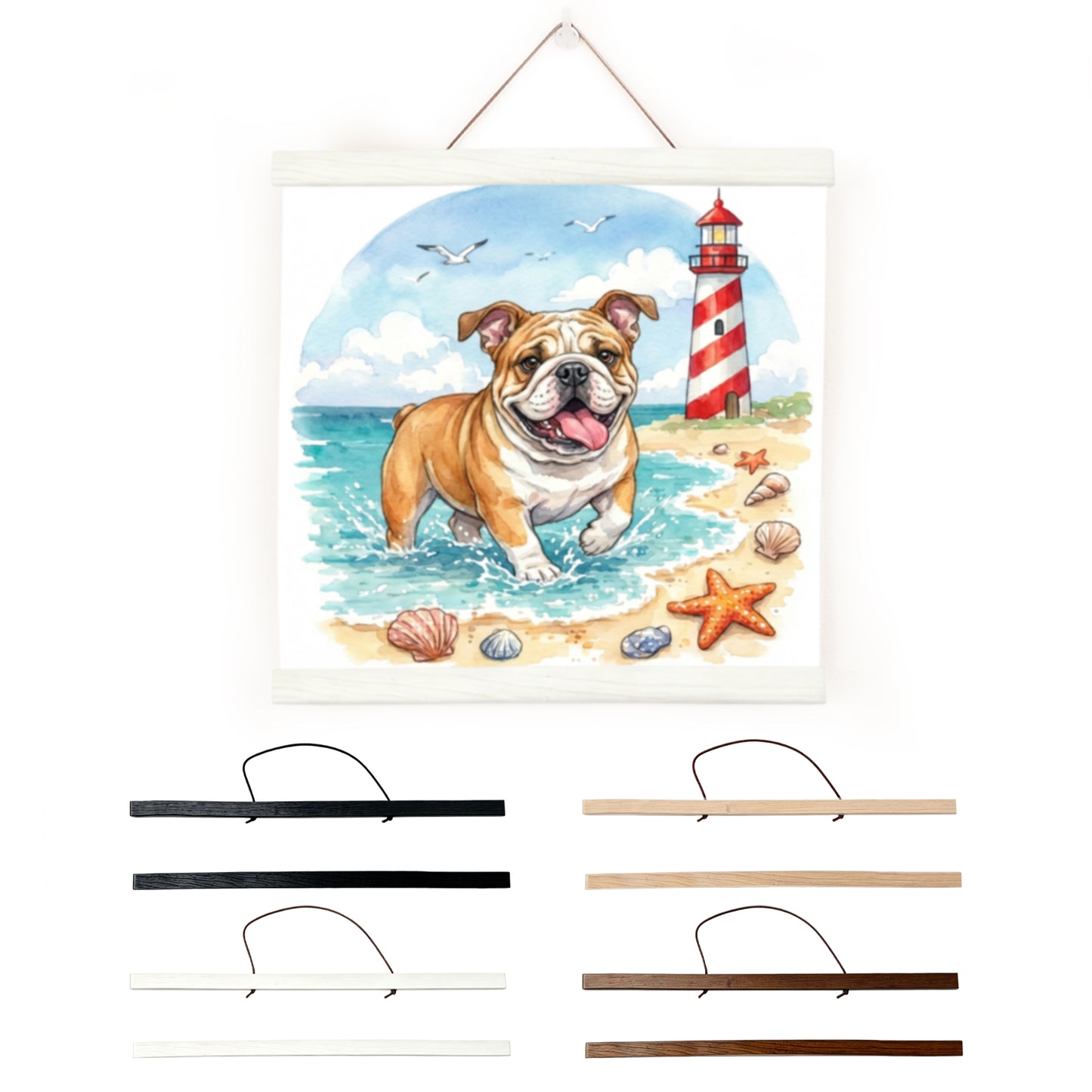 Wooden Magnetic Hanging Scroll Multi-Purpose Wall-Mounted Decorative Painting Rod Lightweight Art Work Print Hanging Holder For Canvas Paper Photo Picture (40CM White)