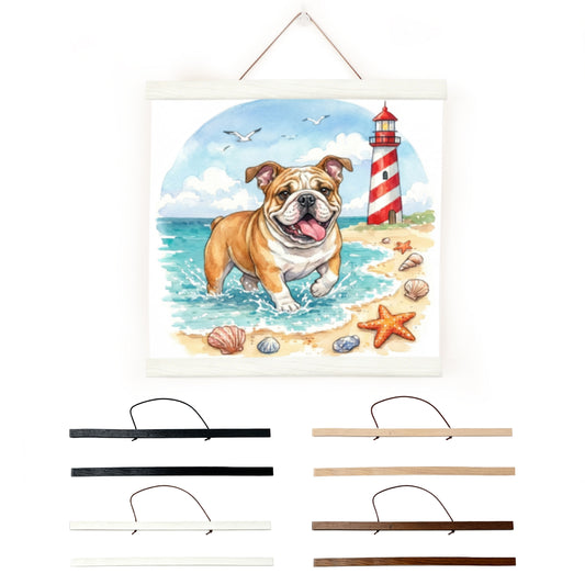 Wooden Magnetic Hanging Scroll Multi-Purpose Wall-Mounted Decorative Painting Rod Lightweight Art Work Print Hanging Holder For Canvas Paper Photo Picture (40CM White)