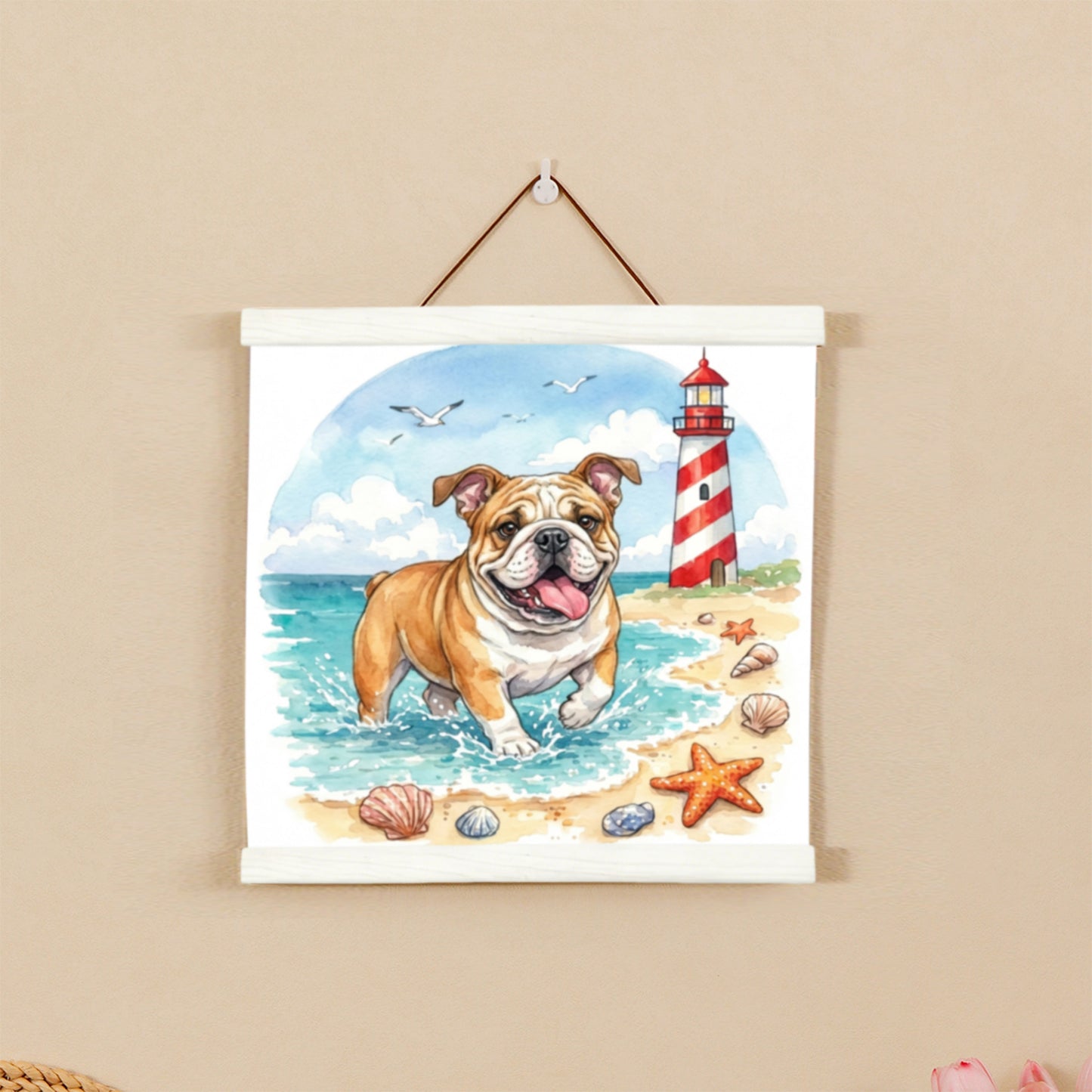 Wooden Magnetic Hanging Scroll Multi-Purpose Wall-Mounted Decorative Painting Rod Lightweight Art Work Print Hanging Holder For Canvas Paper Photo Picture (40CM White)