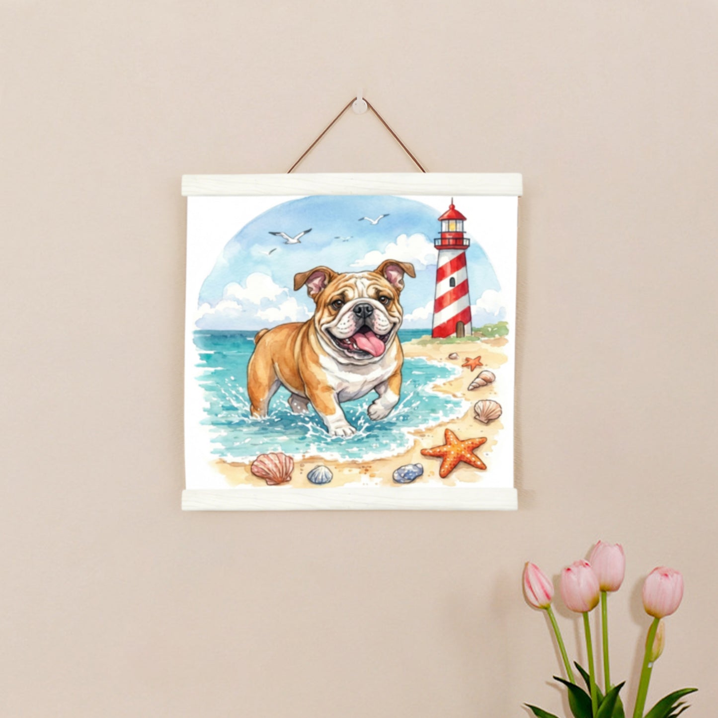 Wooden Magnetic Hanging Scroll Multi-Purpose Wall-Mounted Decorative Painting Rod Lightweight Art Work Print Hanging Holder For Canvas Paper Photo Picture (40CM White)